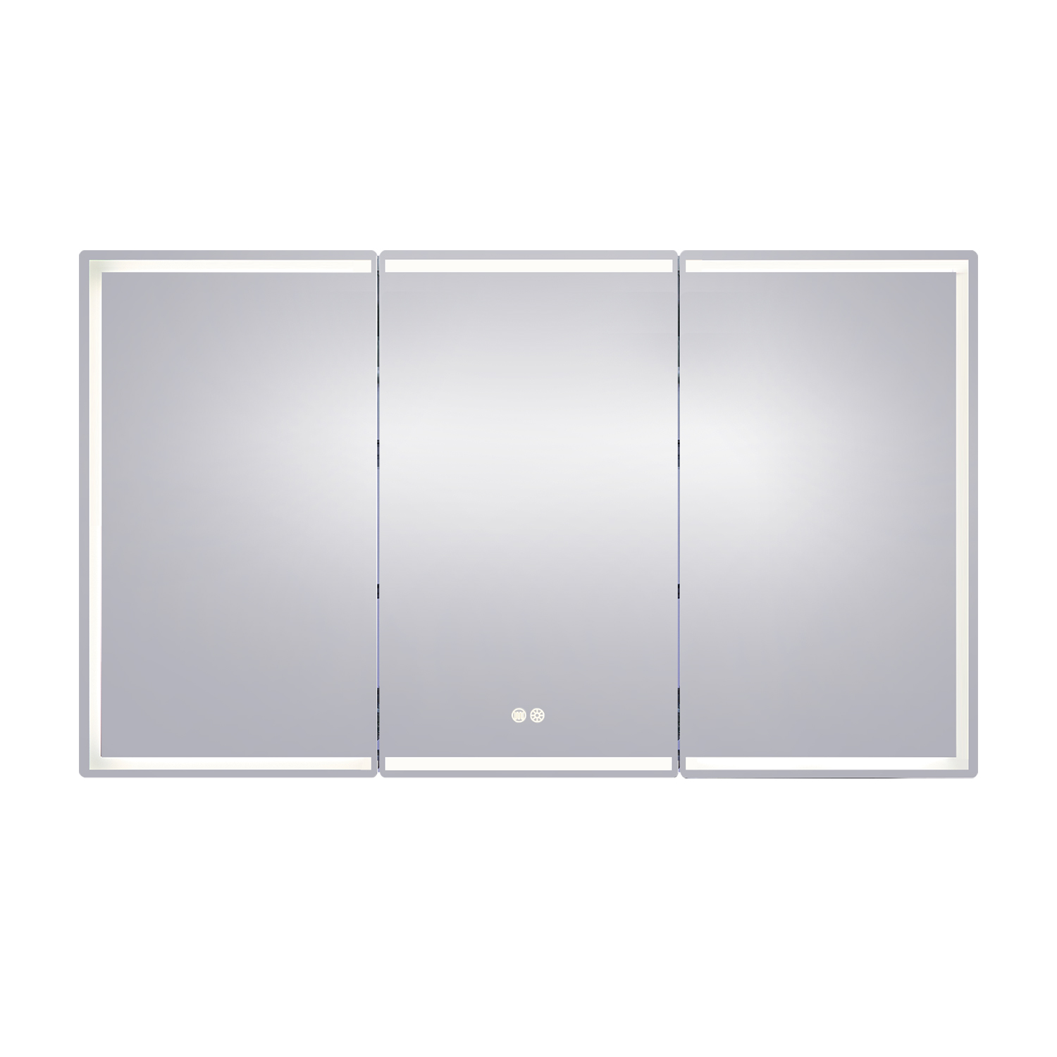 1500*720*139mm Silver Brushed Rectangular LED Mirror Shaving Cabinet(Three Doors,Anti-Fogging)