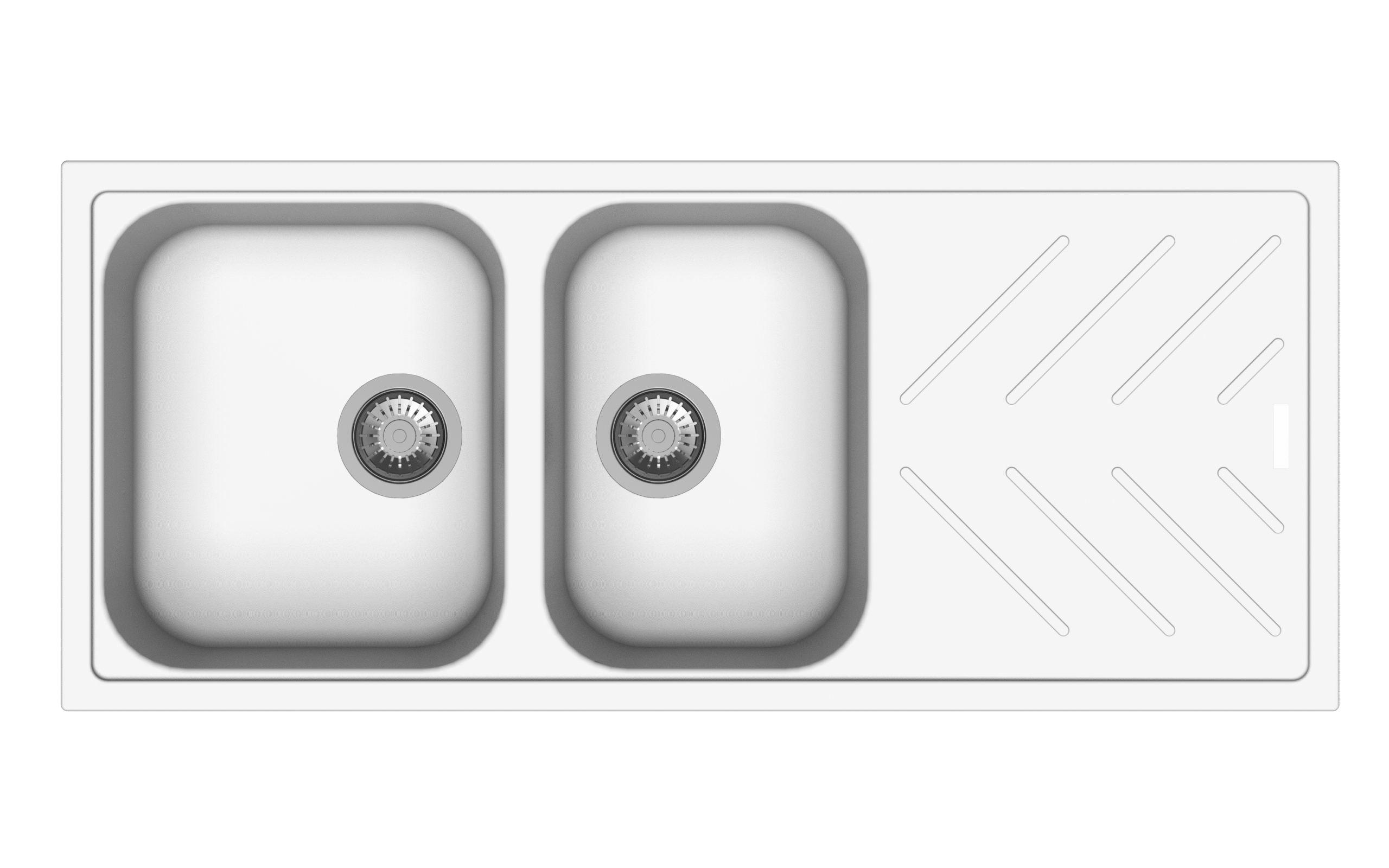 White Carysil New Beethoven D200 Granite 1 and 3/4 Bowl with Drain Board Stone Kitchen Sink 1160*500mm