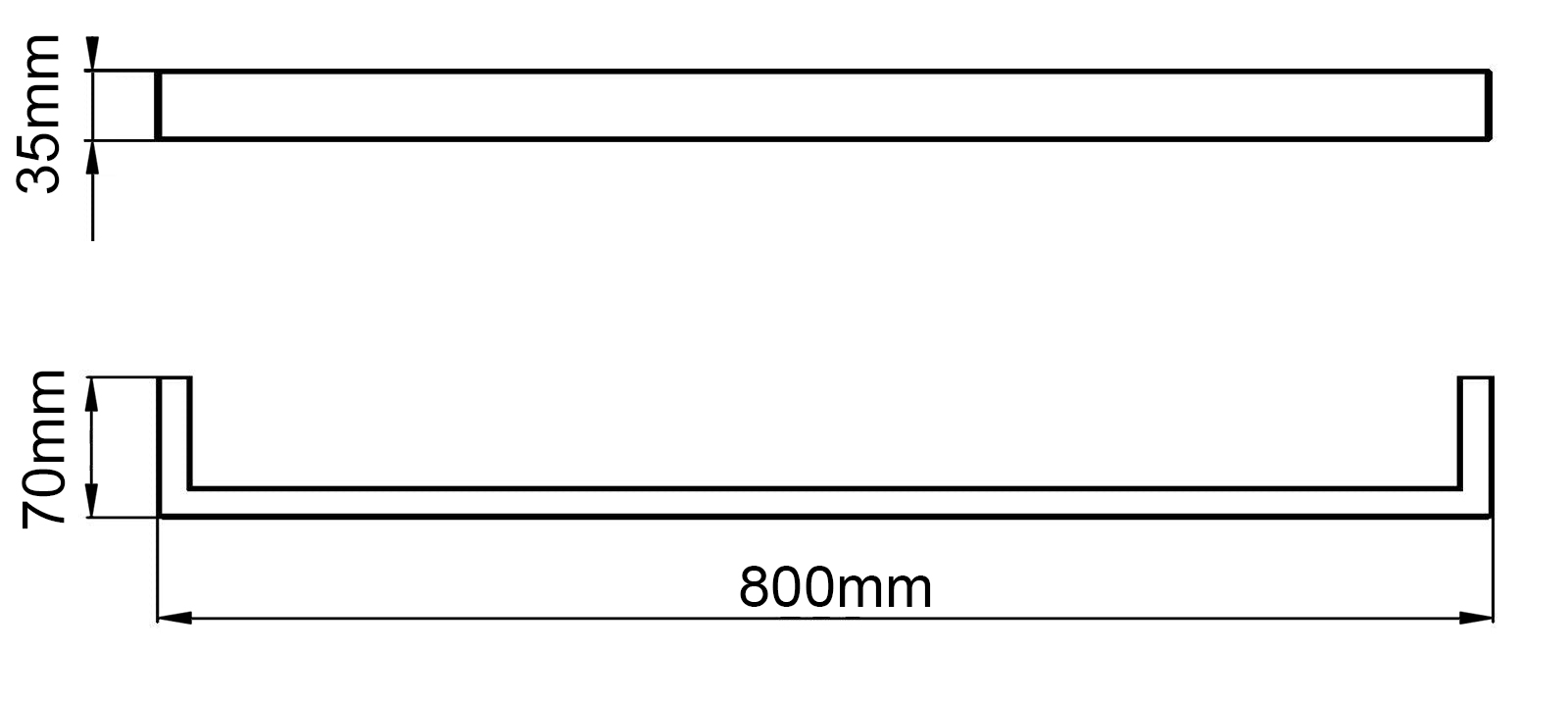 IVANO - 800mm Chrome Single Towel Rail