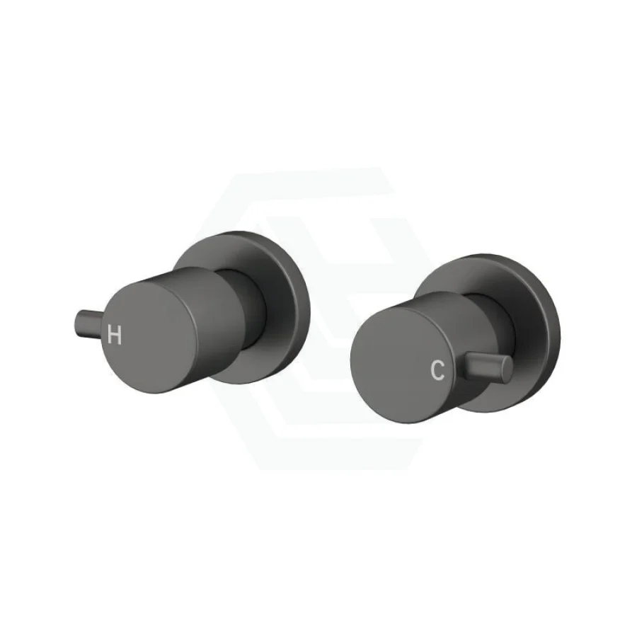 Round Gun Metal Grey Shower Wall Taps