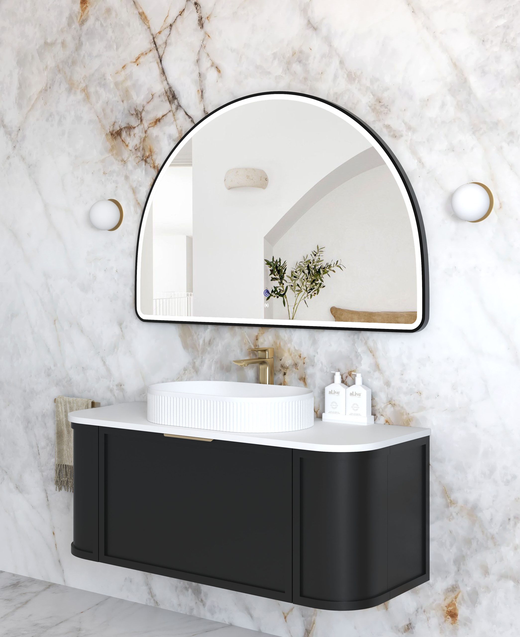 OTTI Moonlight Archie Black Metal Frame Mirror