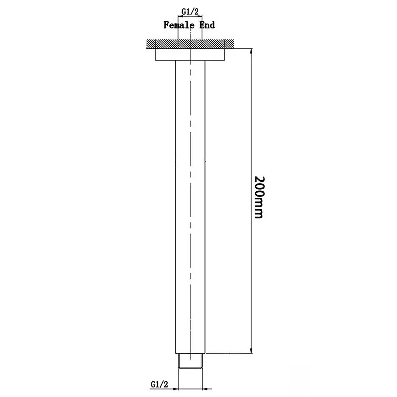 Round Gun Metal Grey Ceiling Shower Arm 200mm