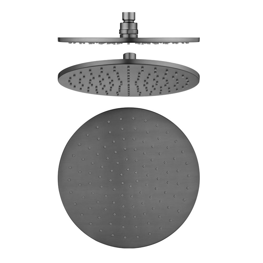 RUSHY Series Gun Metal Grey Round Rain Shower Head (0010)