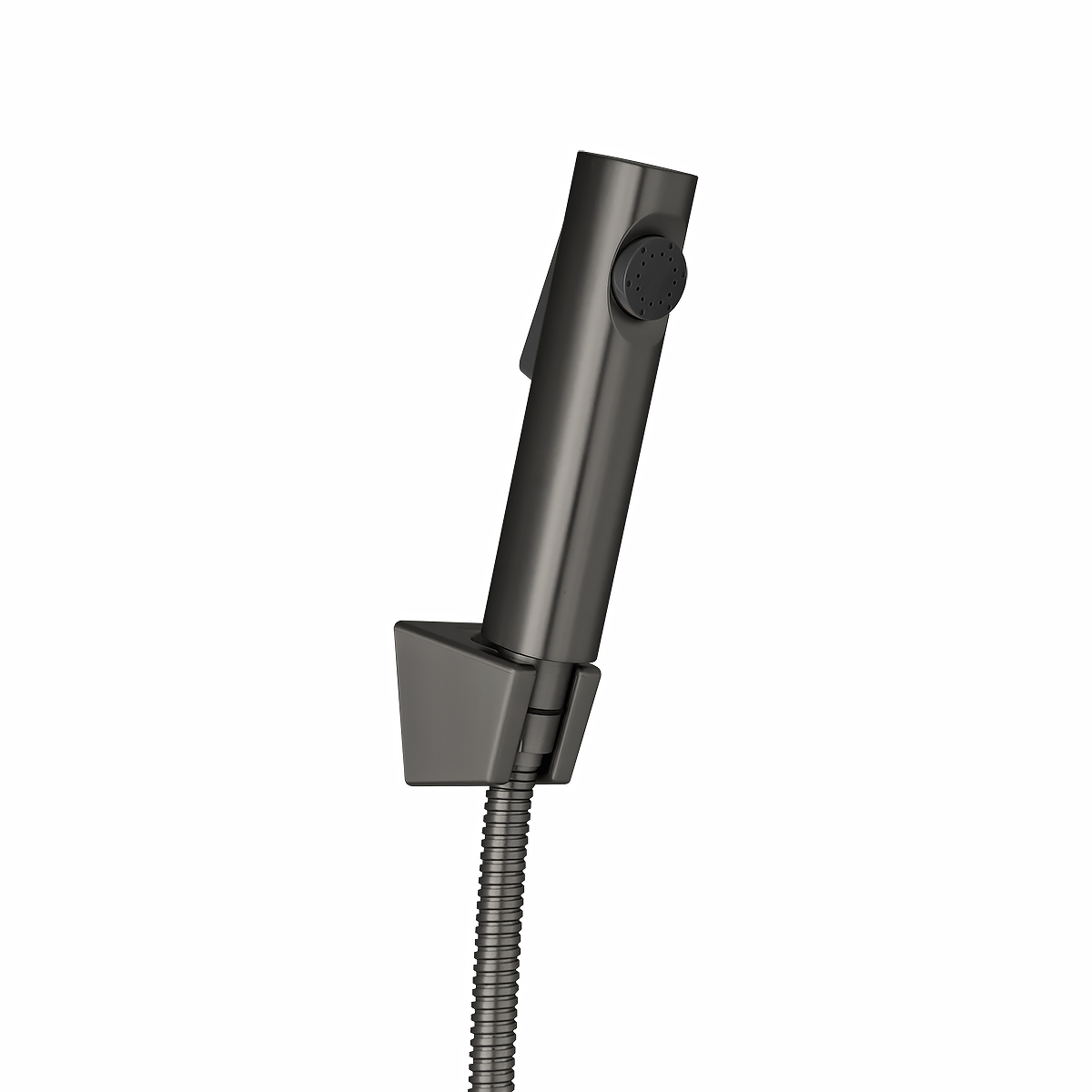 Round Gun Metal Grey ABS Toilet Bidet Spray Kit with Stainless Steel Hose