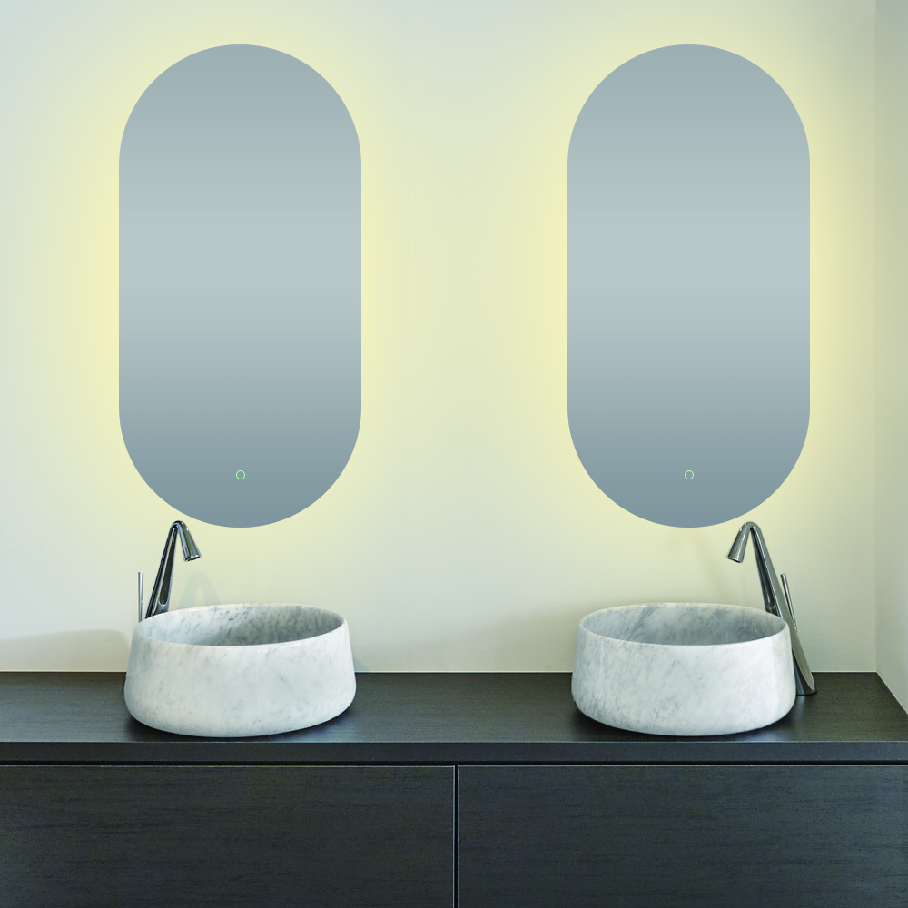 450*900mm Builder Range Oval Sharp-Edged 3 Color Lighting Backlit LED Mirror with Touch Sensor Switch