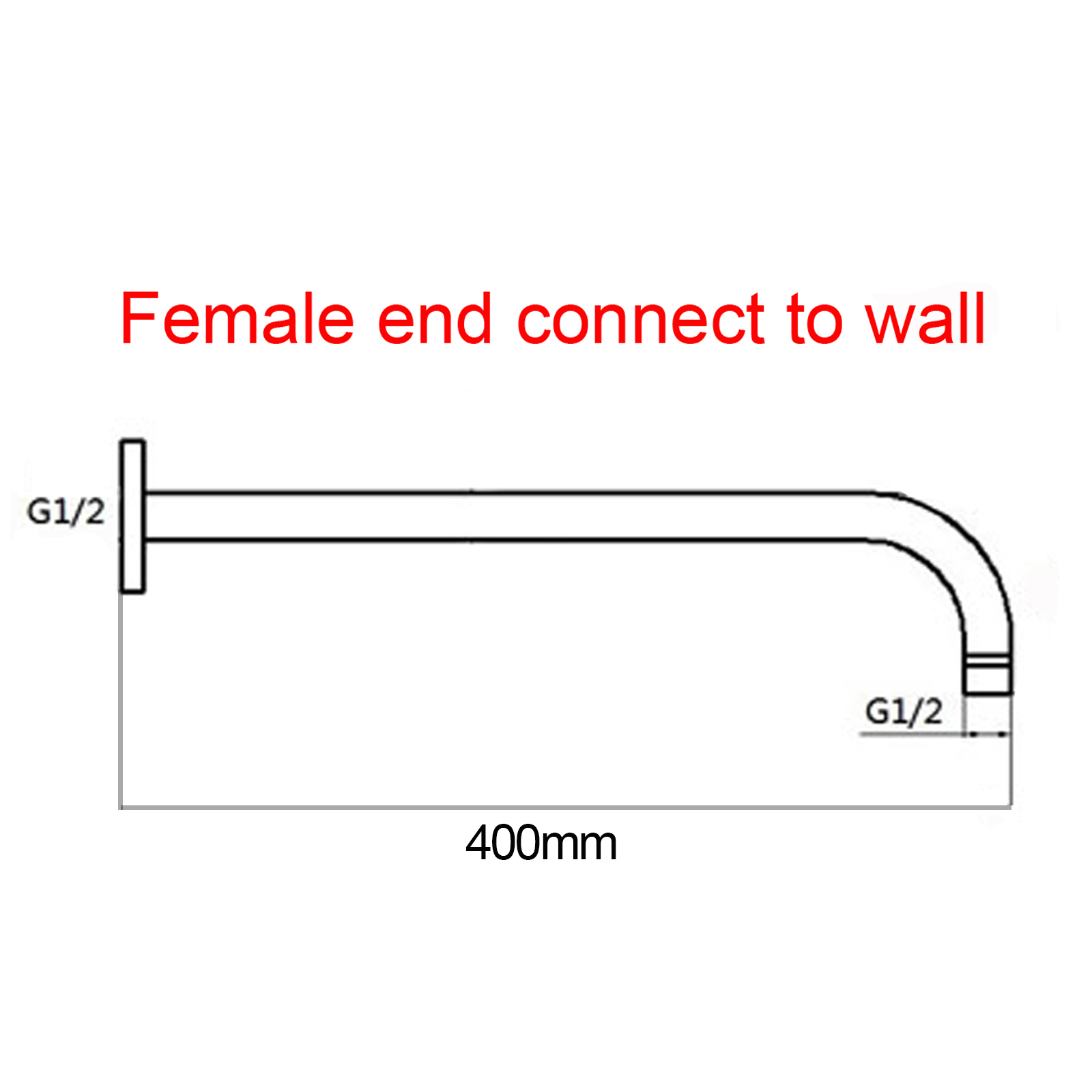 Round Black Wall Straight Shower Arm 400 mm