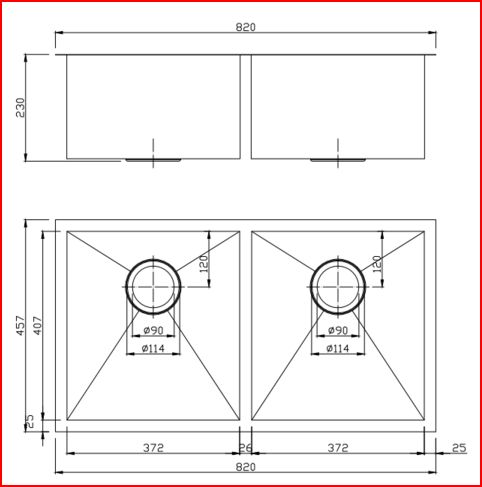 (C-820 Gold)Round Corner Stainless Steel Brushed Brass PVD Coating Double Bowl Kitchen Sink(with Bottom Tray) 820*457*230mm