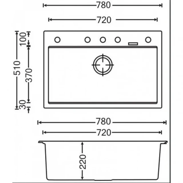 White Carysil Waltz 780 Granite Single Bowl Stone Kitchen Sink 780510220mm