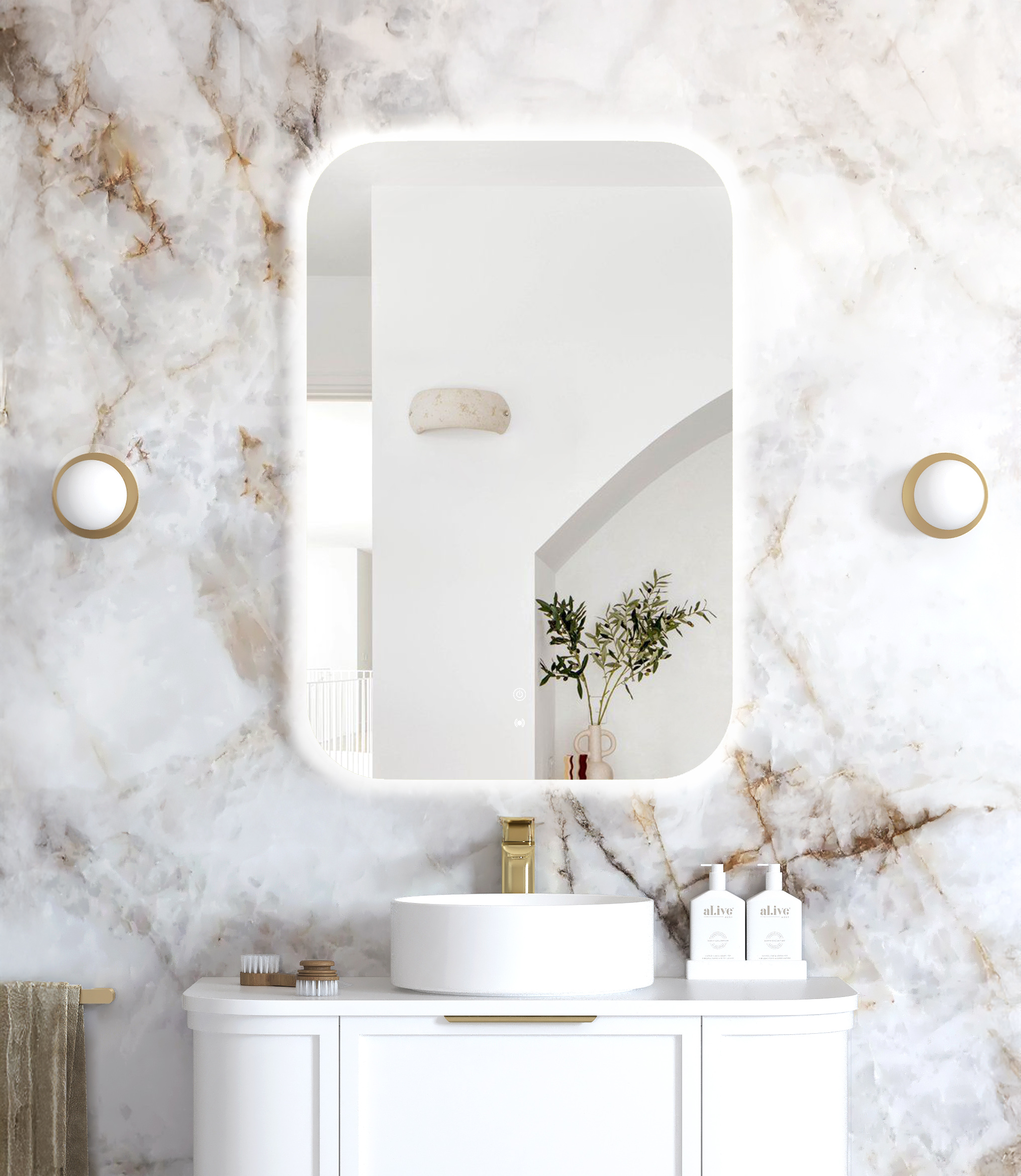 OTTI LED Newport 900(H)x600(W) Frameless Tuffi Mirror - Install Horizontal or Vertical