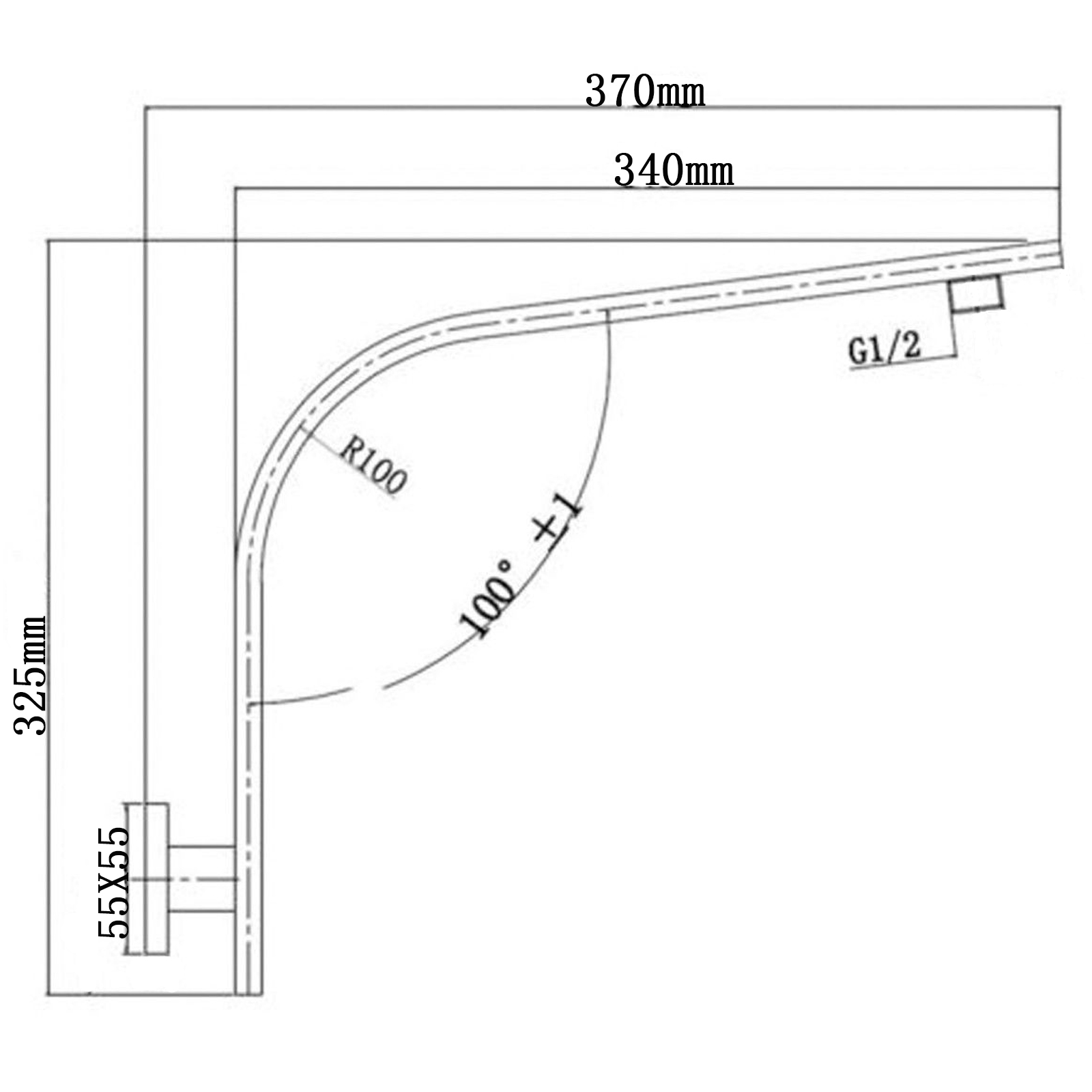 RUSHY Series Matte Black Shower Arm (450 mm Wall Mounted)
