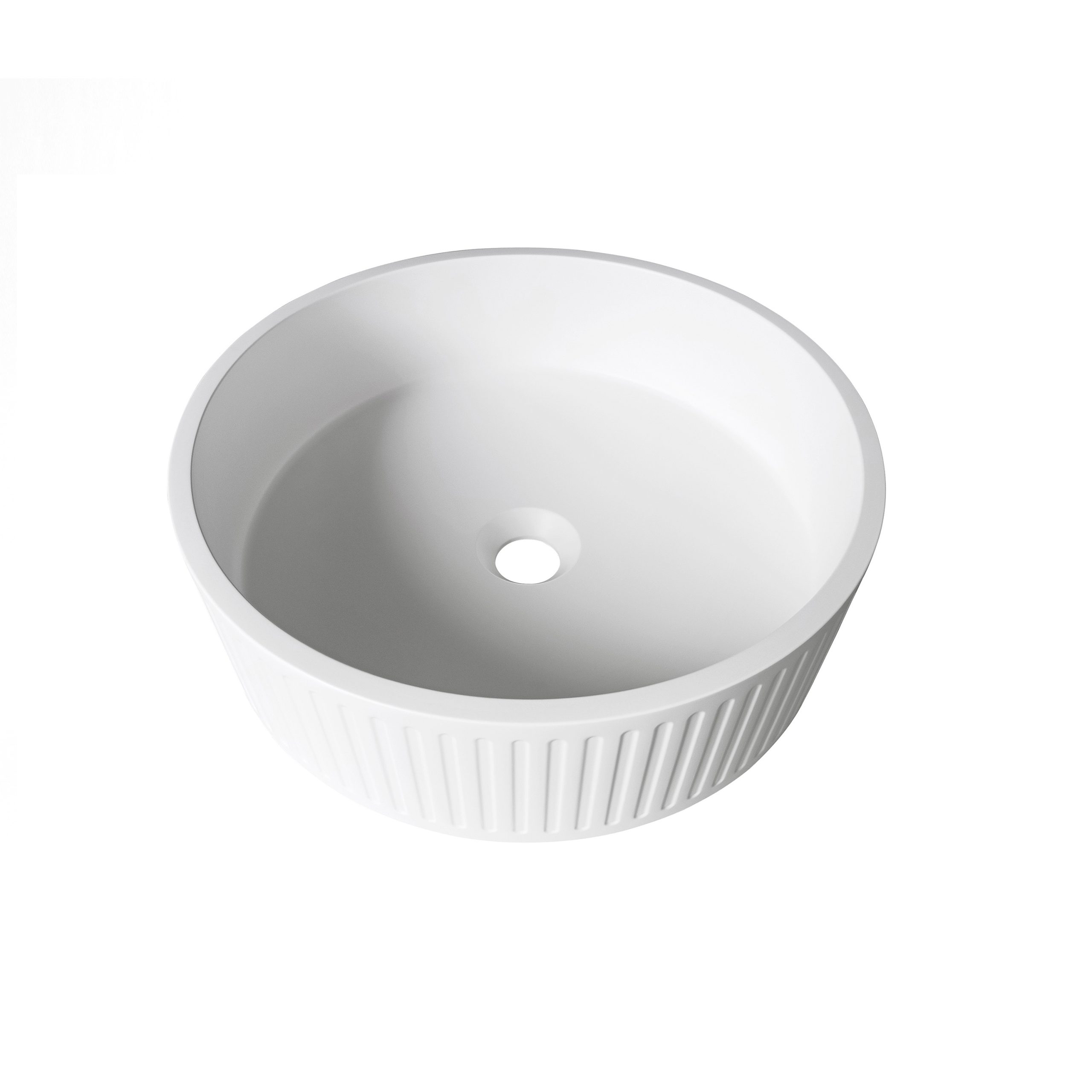 OTTI HUDSON ROUND 400X400X120 CONCRETE FLUTED WHITE BASIN