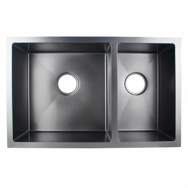 Aquaperla Round Corner Dark Grey Stainless Steel Handmade 1 and 1/2 Bowl Kitchen Sink 710*450*205mm