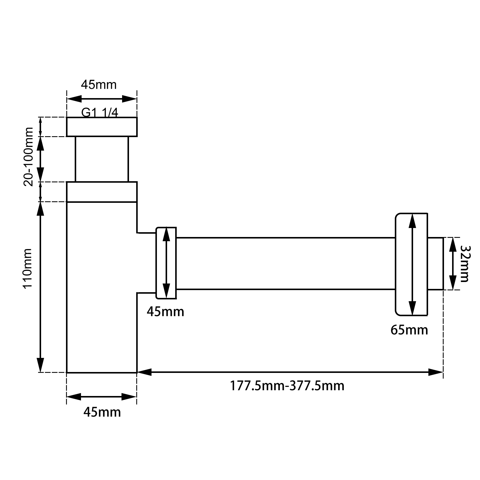 Aquaperla Brushed Nickel Bottle Trap 32mm