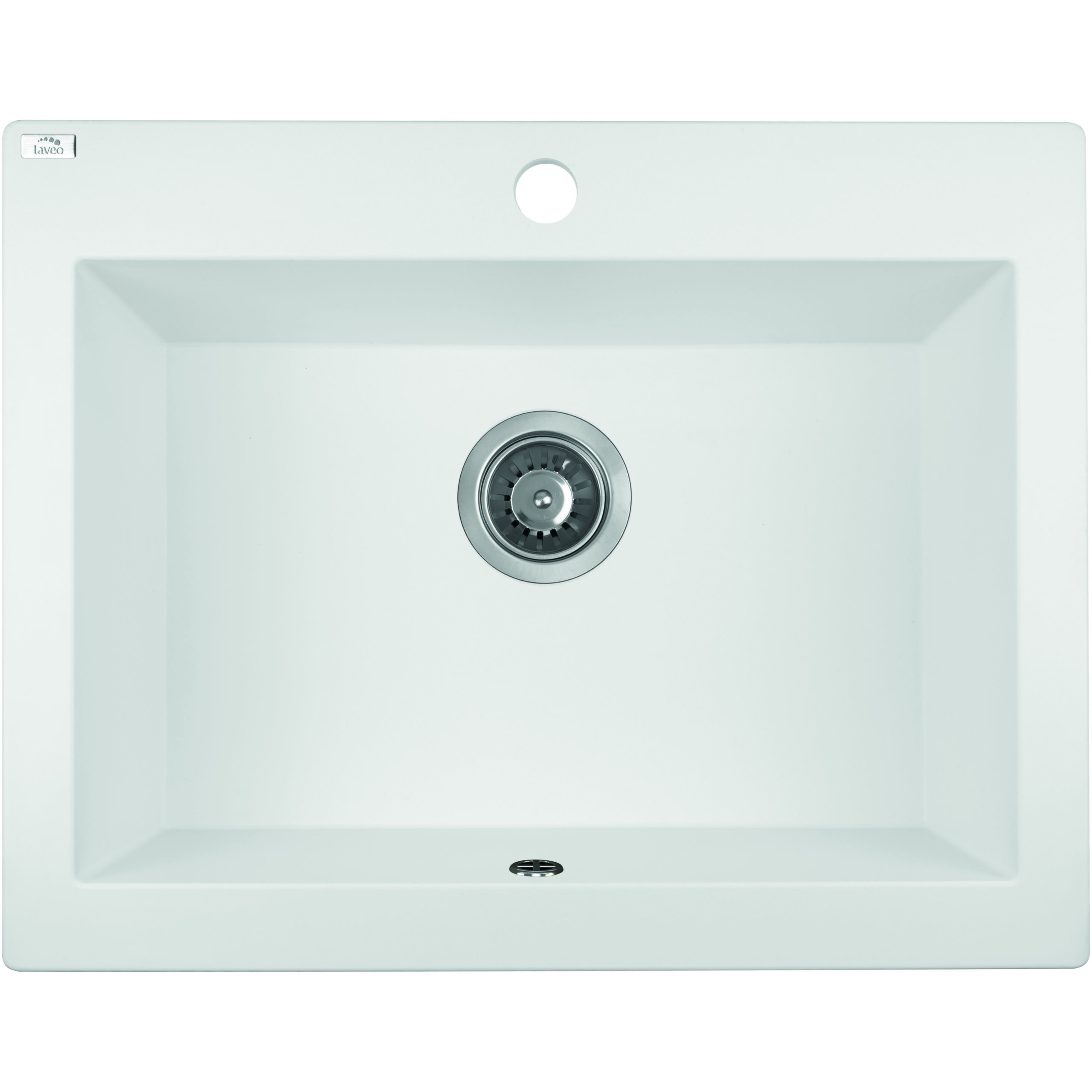 Laveo Komodo White Granite Single Bowl Stone Kitchen Sink 490*580*220mm(including Space Saving Siphon and Click-clack Plug)