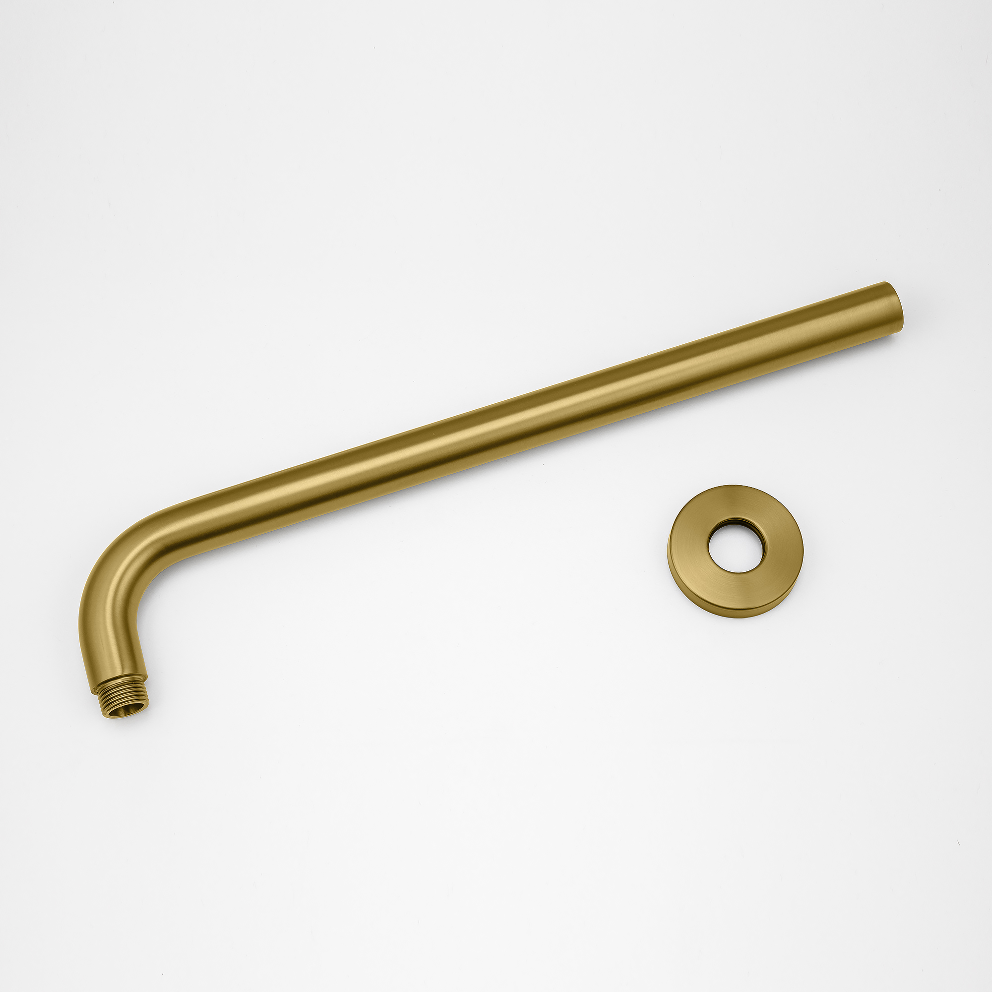 Round Brushed Brass Wall Straight Shower Arm 400 mm
