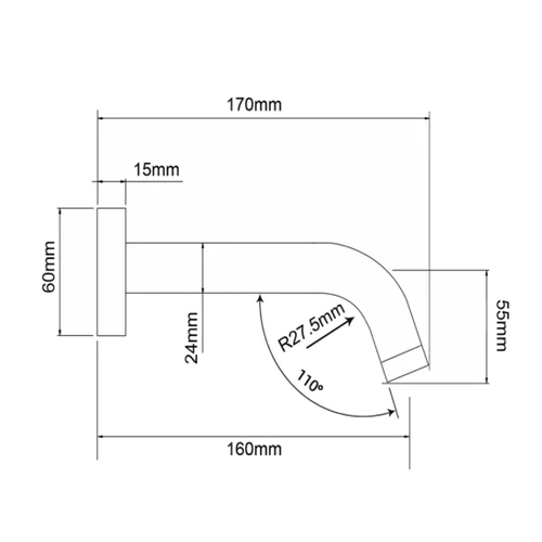 RUSHY Series Brushed Brass Basin Wall Spout 180mm
