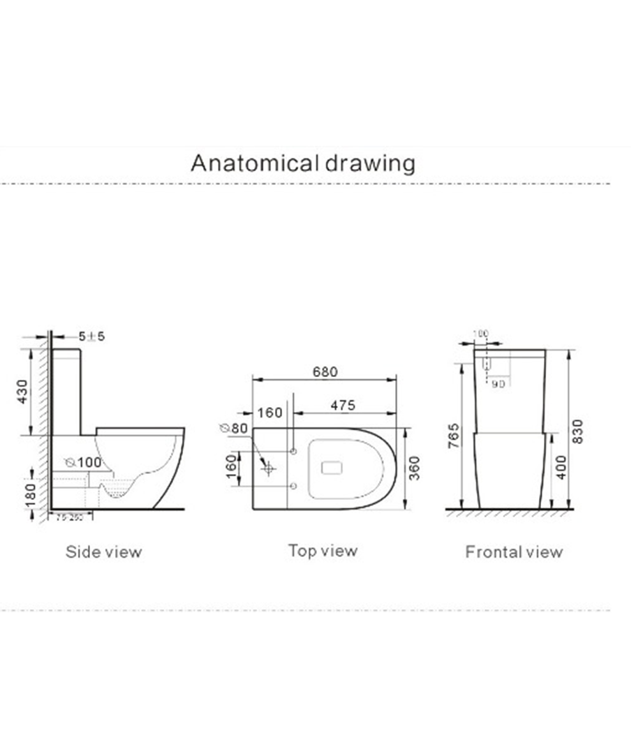 Anatolian Ceramic Toilet – White, Dual Flush, Tornado Rimless, Soft-Close Lid