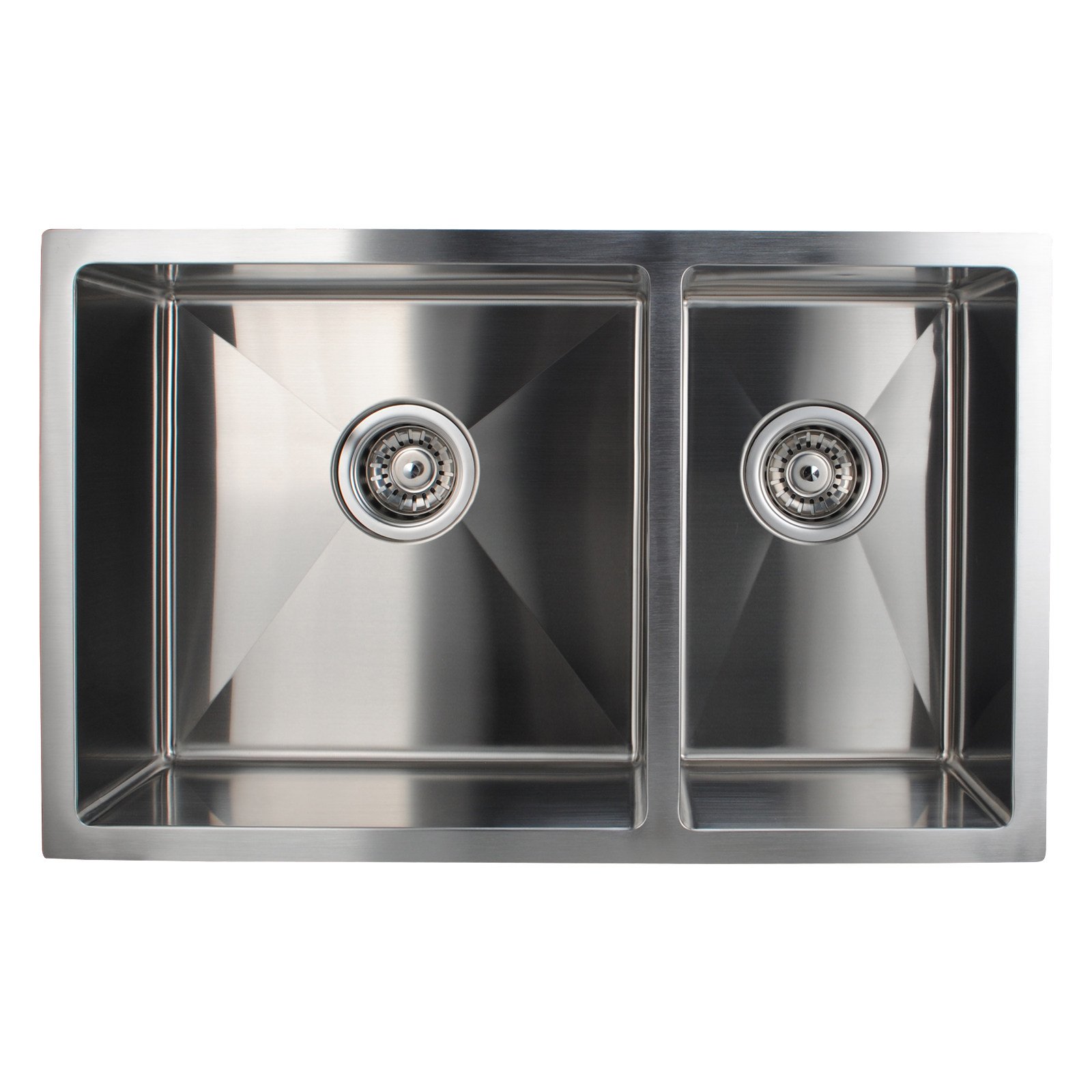 Round Corner Chrome Stainless Steel Handmade 1 and 1/2 Bowl Kitchen Sink 710*450*205mm