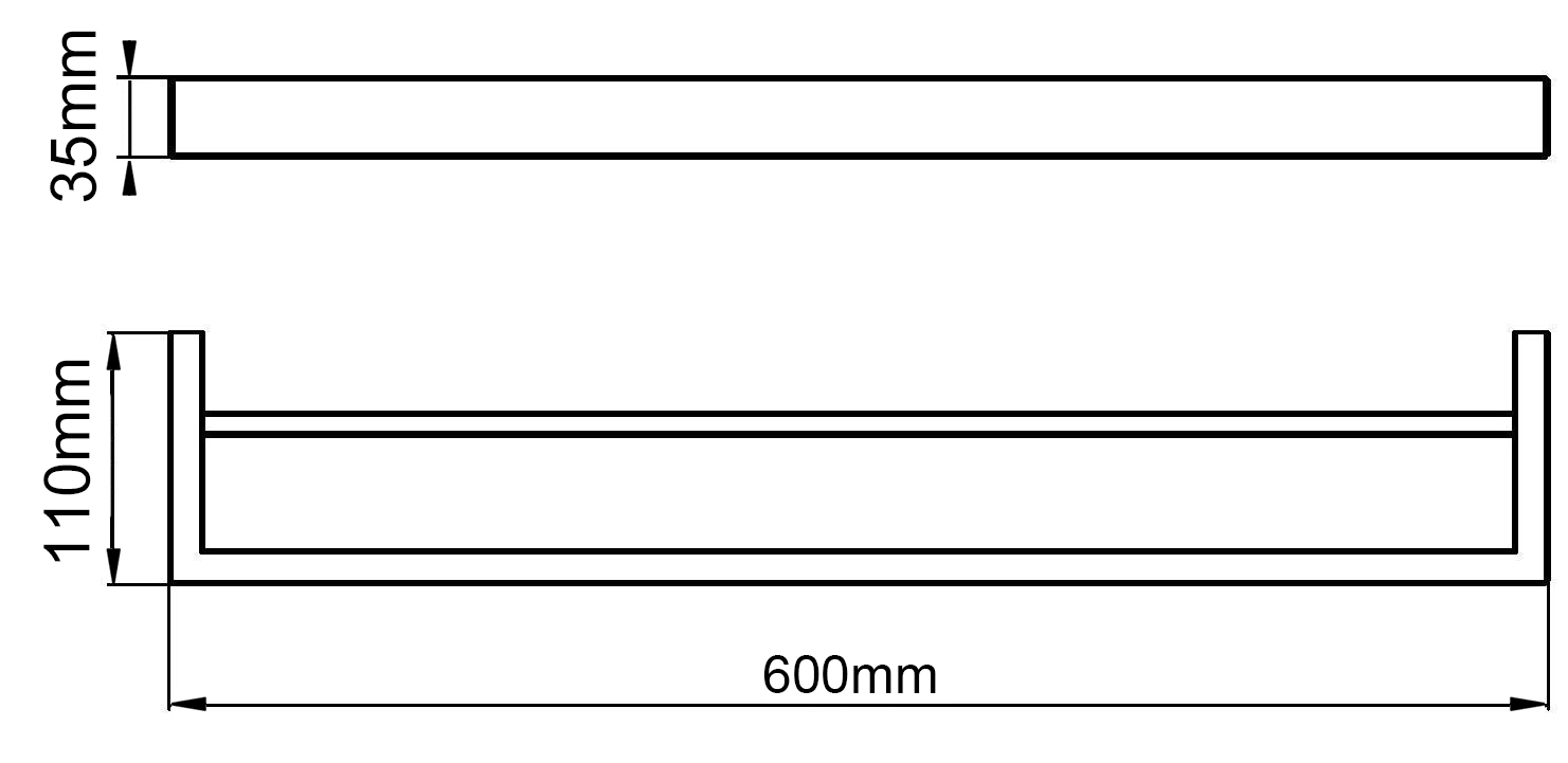 IVANO - 600mm Chrome Double Towel Rail