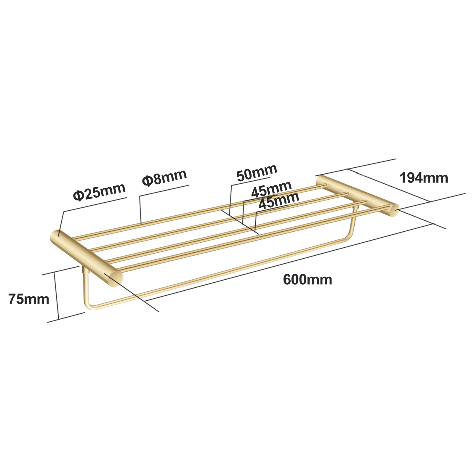 Aquaperla Brushed Brass Shower Shelf