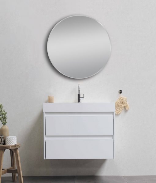 700mm Matte Brushed Nickel Non-Luminous Framed Round Mirror
