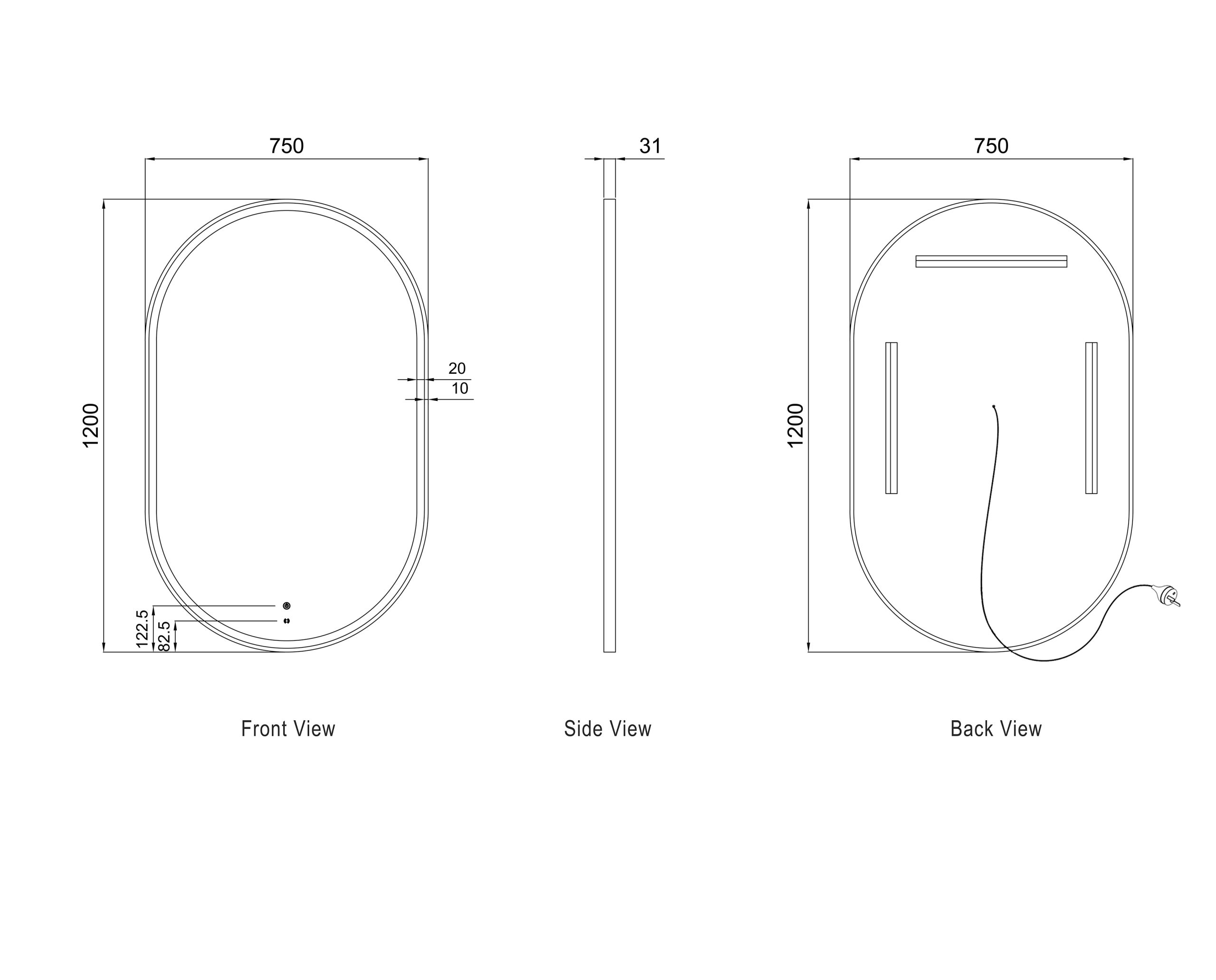 OTTI LED Noosa 1200(W)x750(H) White Metal Frame Mirror- Install Horizontal or Vertical