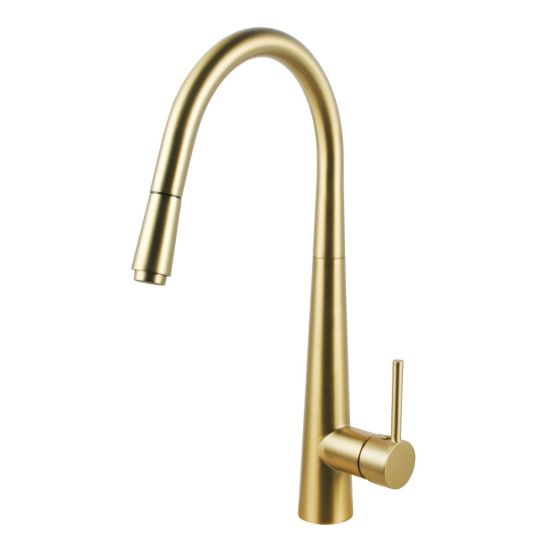 Aquaperla Brushed Brass Pull Out Kitchen Mixer