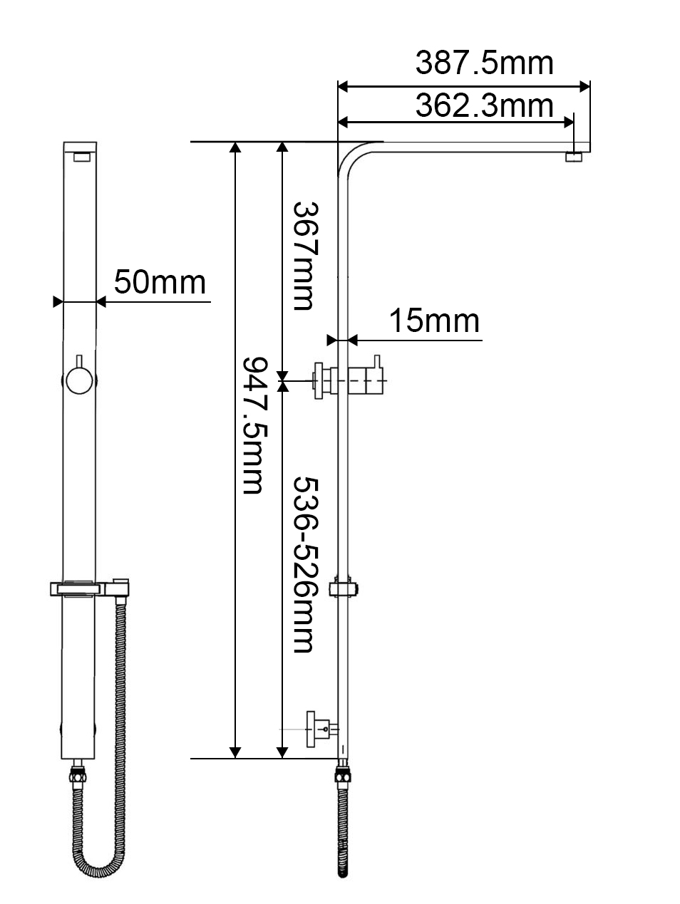 RUSHY Series Matte Black Round Twin Shower Set (Rain & Hand Combo)