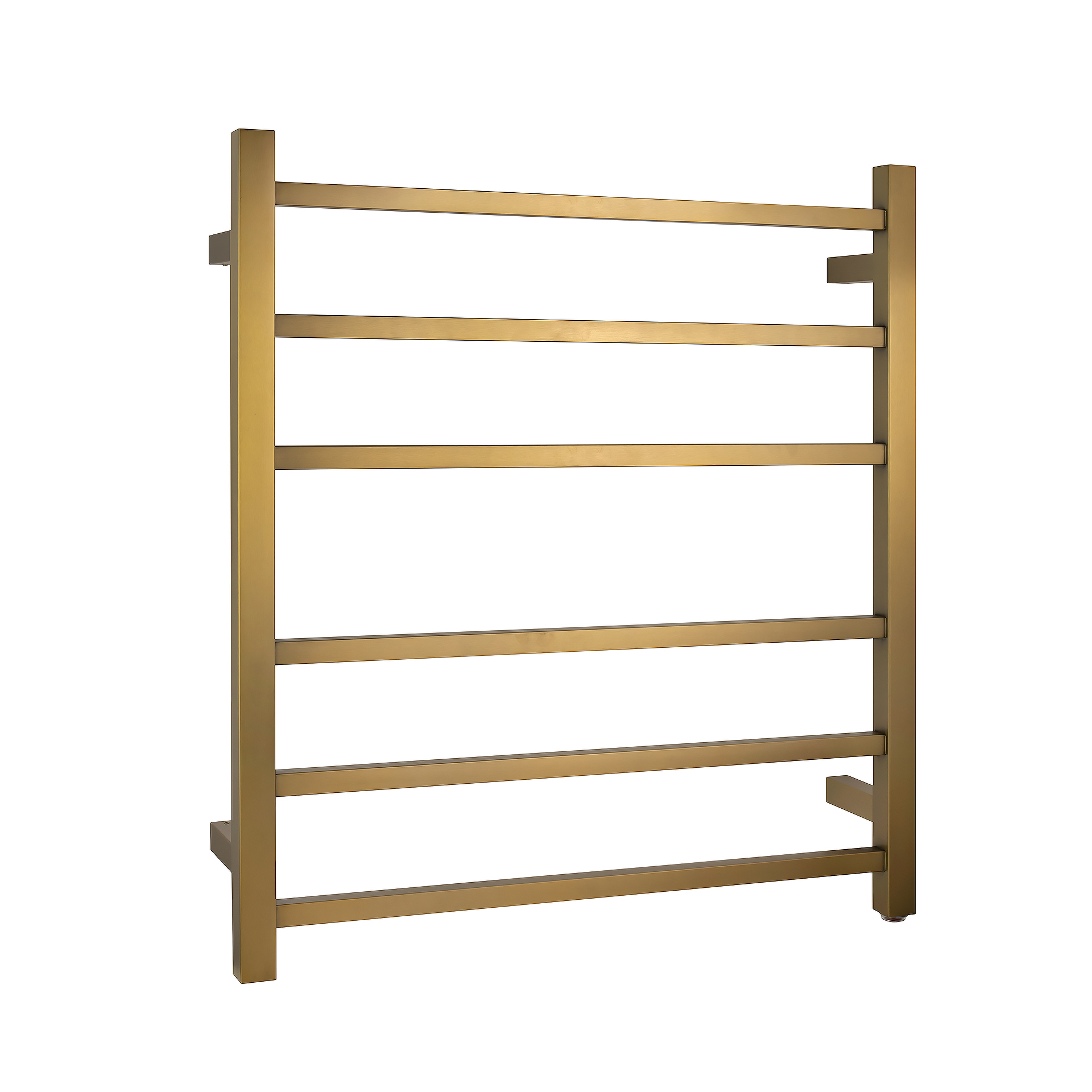 Square Brushed Brass Electric Heated Towel Rack – 6 Bars