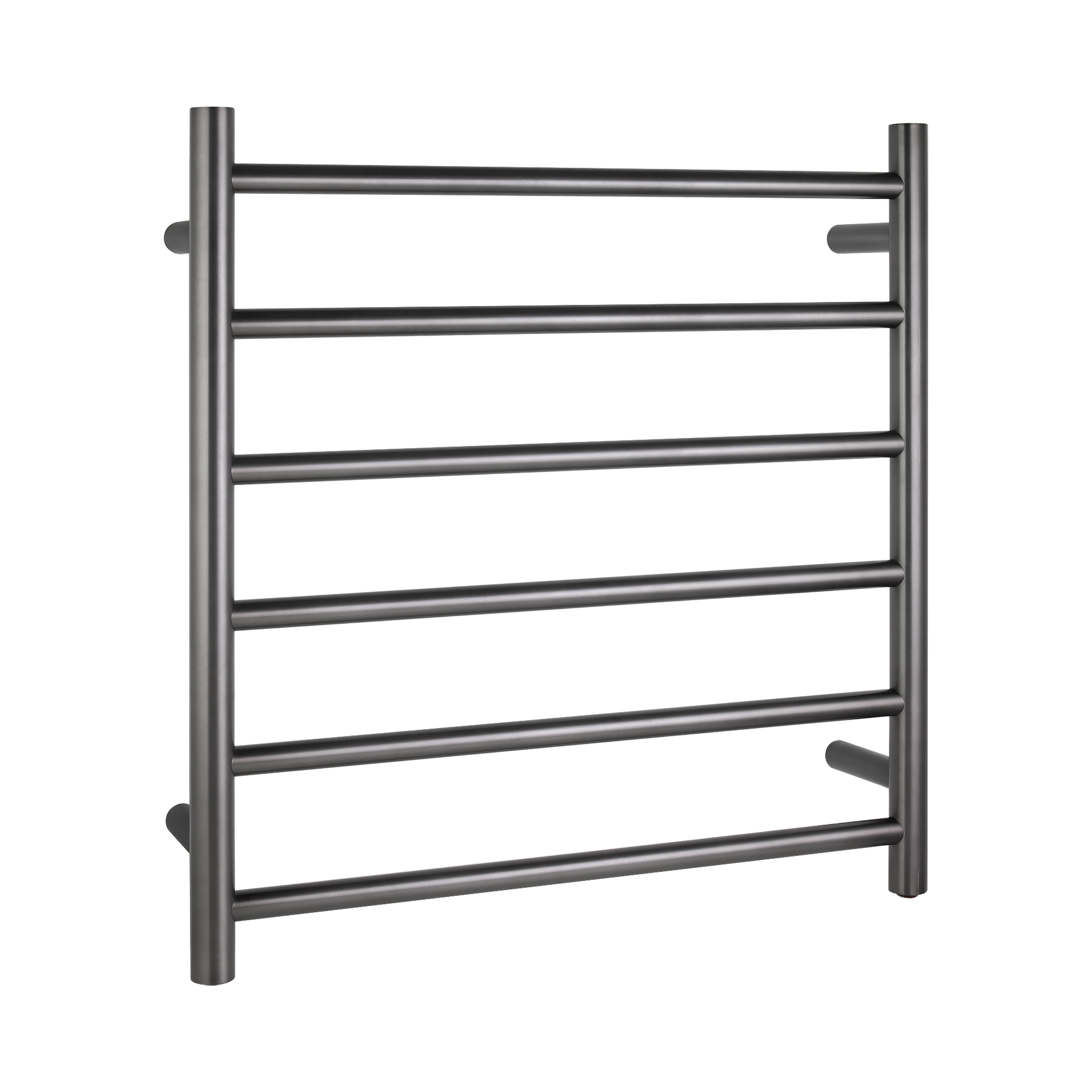 Round Brushed Gun Metal Grey Electric Heated Towel Rack – 6 Bars