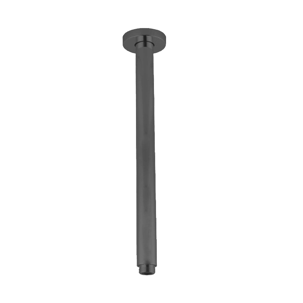 Round Gun Metal Grey Ceiling Shower Arm 400 mm