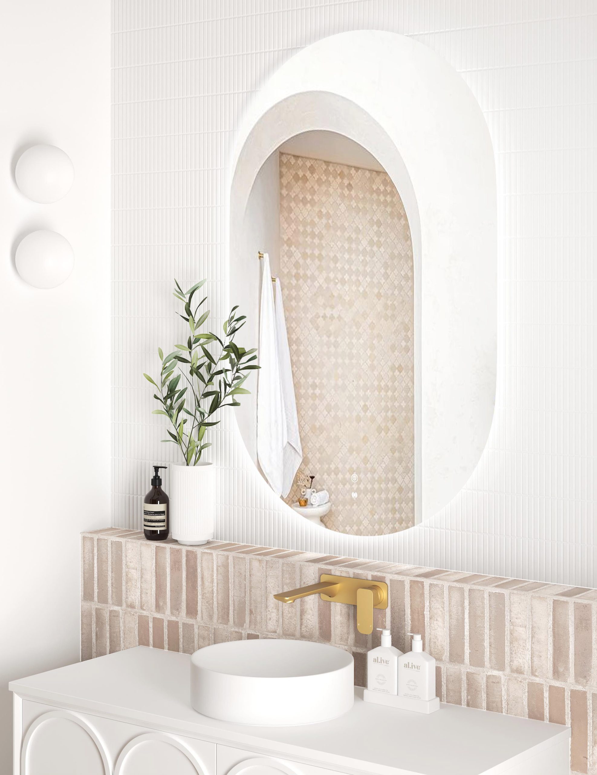 OTTI LED Noosa 900(H)x600(W) Frameless Tuffi Mirror - Install Horizontal or Vertical