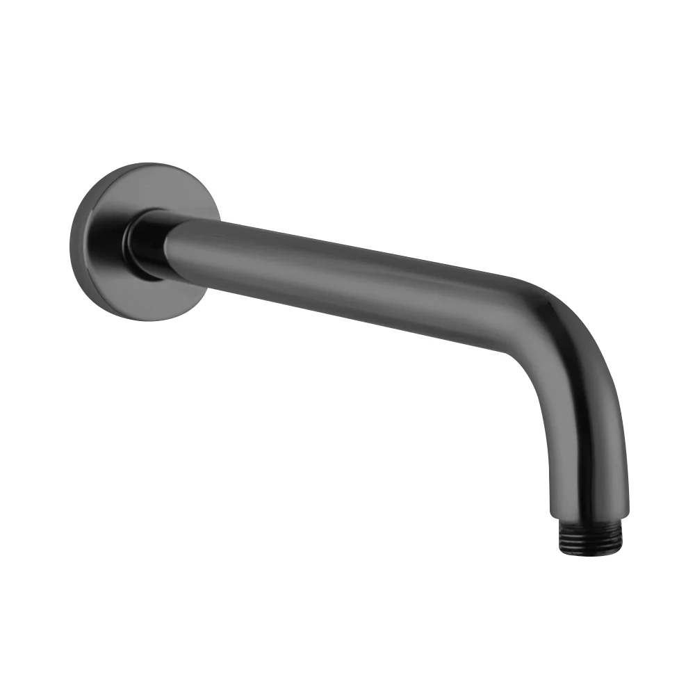 Round Gun Metal Grey Wall Straight Shower Arm 400 mm