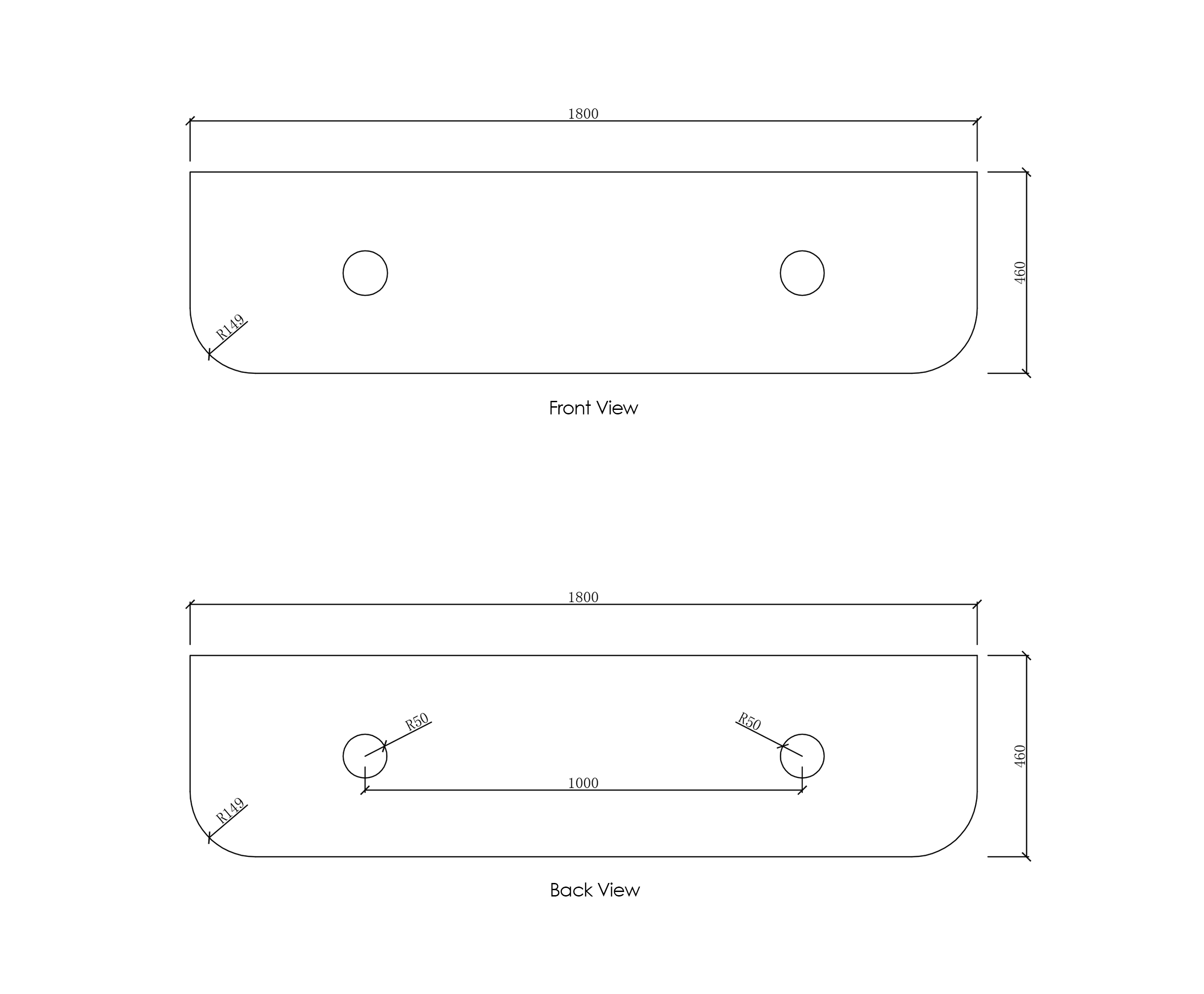 Bondi 1800mm Natural Oak Wall Hung Curve Vanity