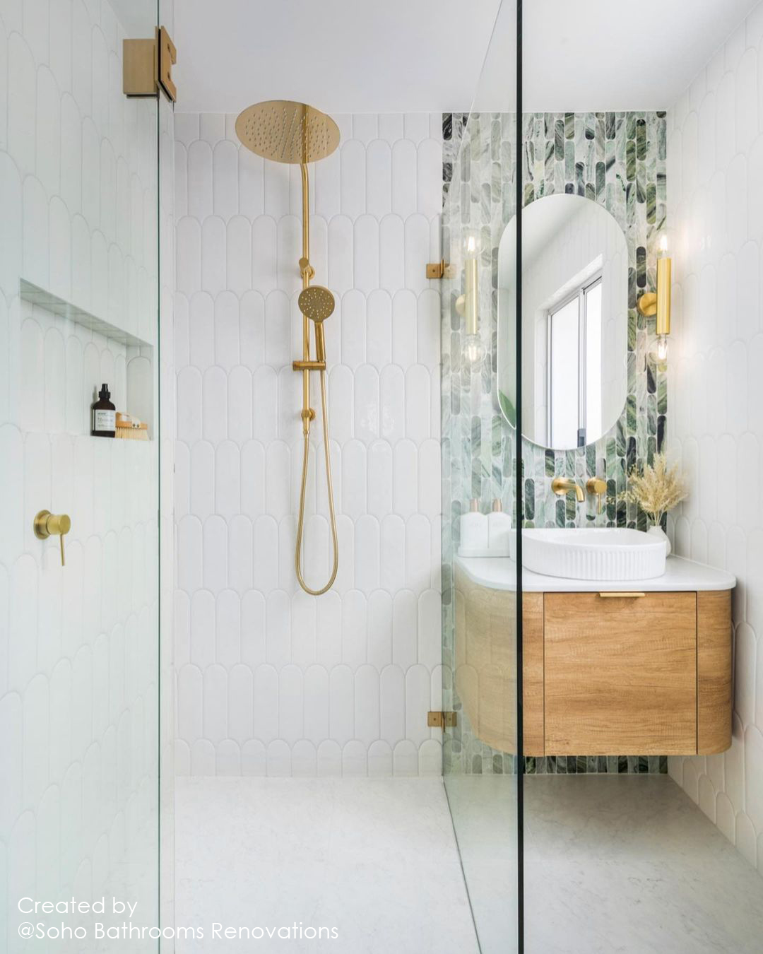 Bondi 750mm Natural Oak Wall Hung Curve Vanity