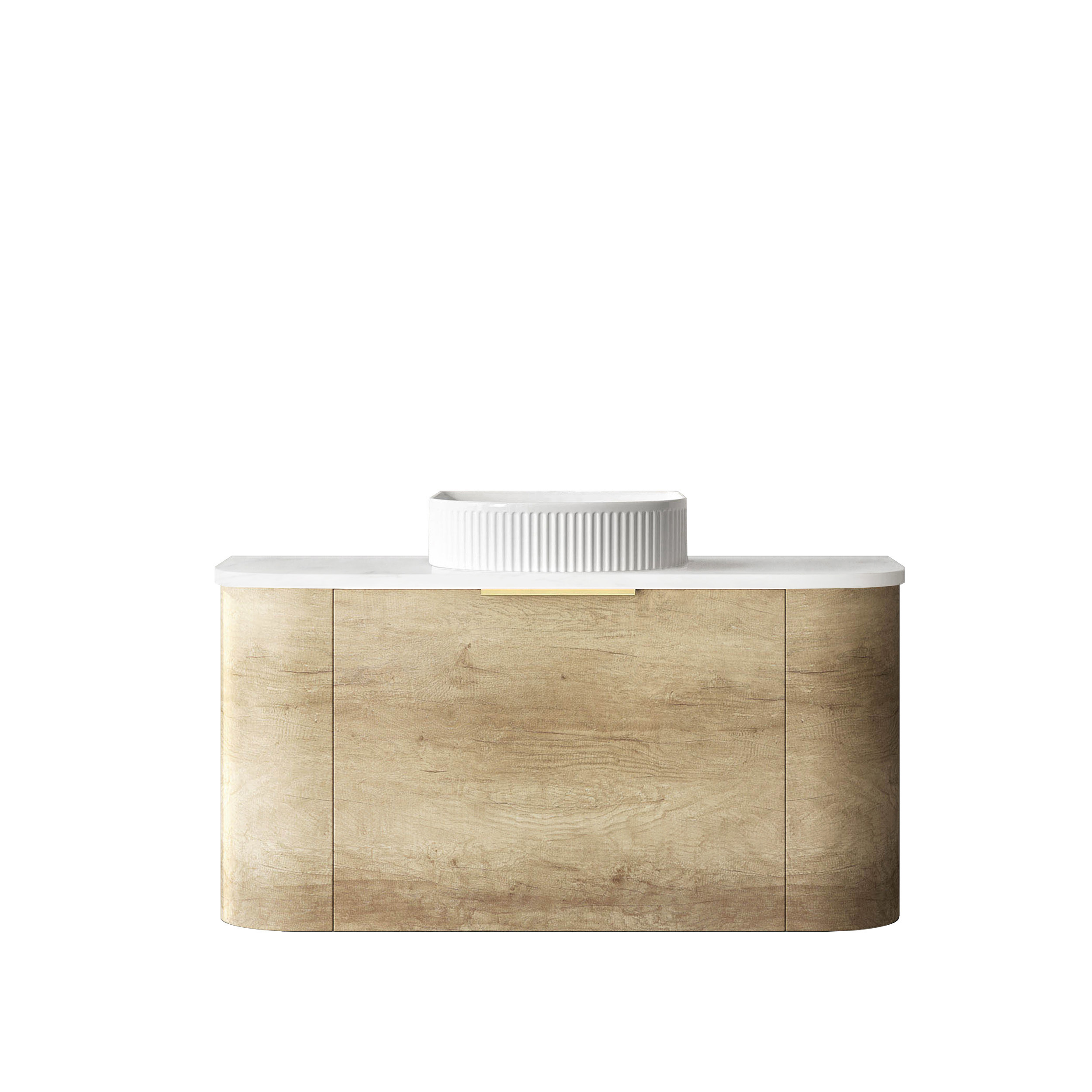 Bondi 900mm Natural Oak Wall Hung Curve Vanity