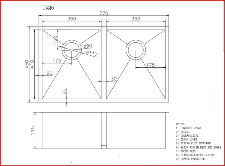(C-770 Black)Round Corner Stainless Steel Gun Metal Grey PVD Coating Double Bowl Kitchen Sink(with Bottom Tray) 770*450*215mm