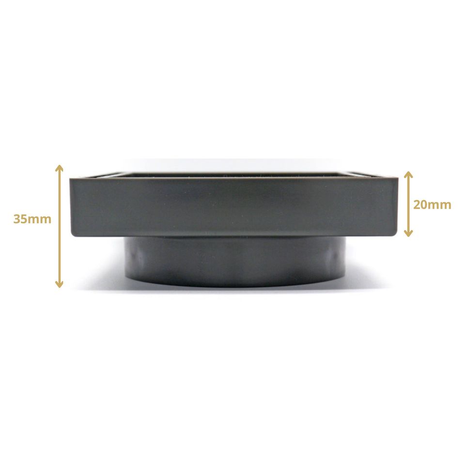 115×115×35mm Gun Metal Grey Smart Tile Insert Floor Waste Shower Grate Drain (88mm Outlet)