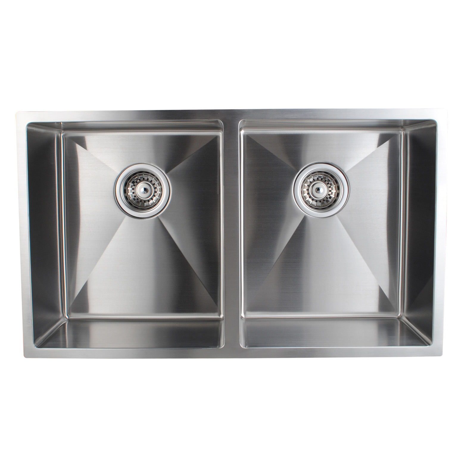 Aquaperla Round Corner Chrome Stainless Steel Handmade Double Bowl Kitchen Sink 770*450*215mm