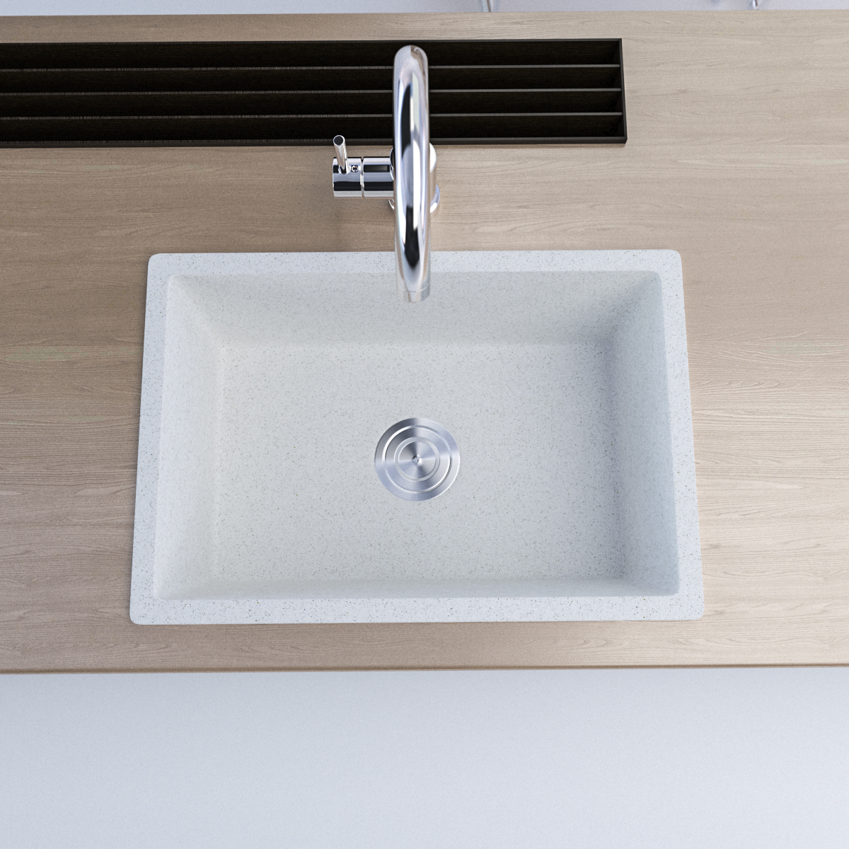 600 x 420mm White Granite Sink – Single Bowl | Scratch & Stain Resistant