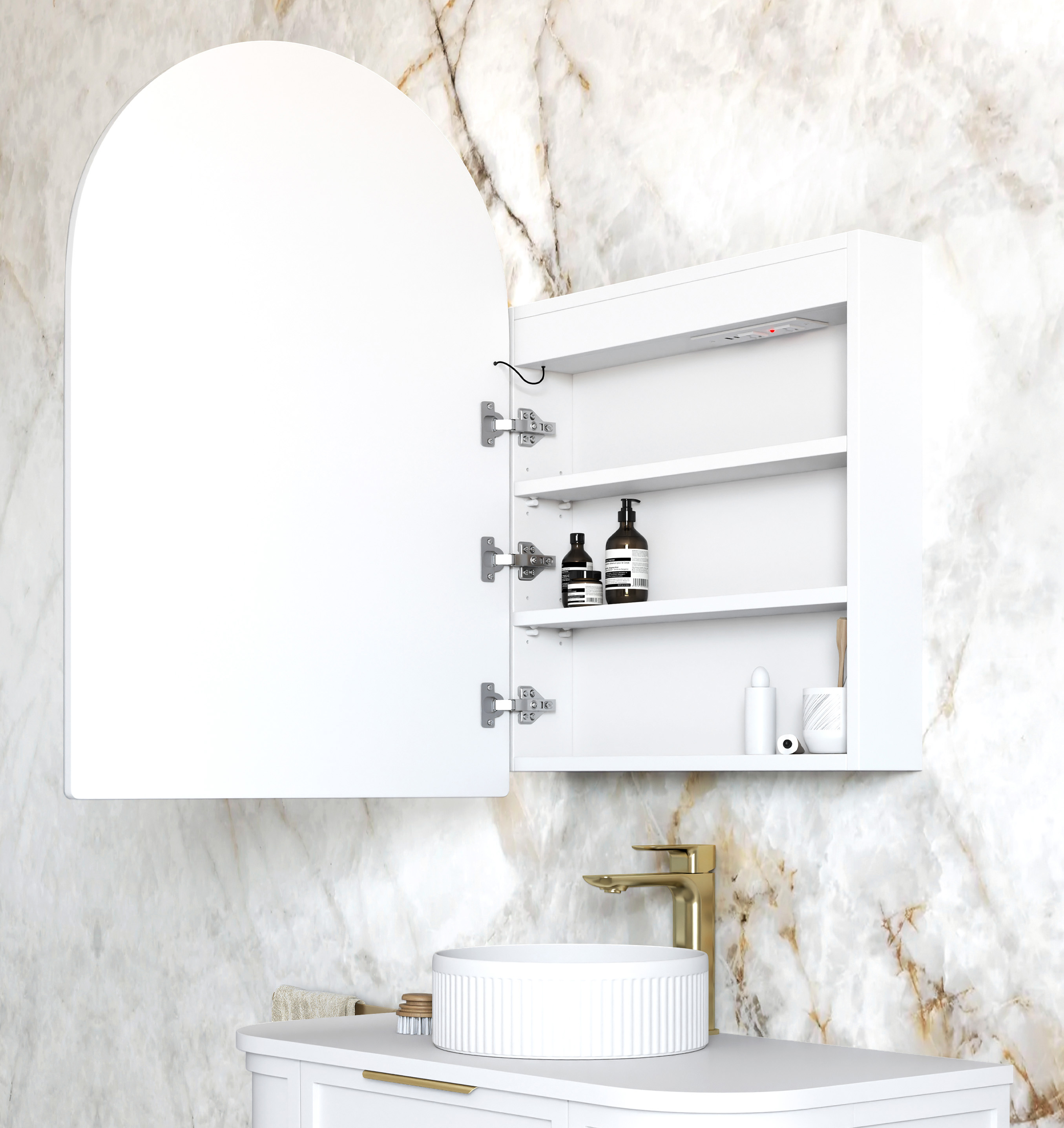 LED Archie 900(H)x600(W) White Shaving Cabinet - Premium Edition