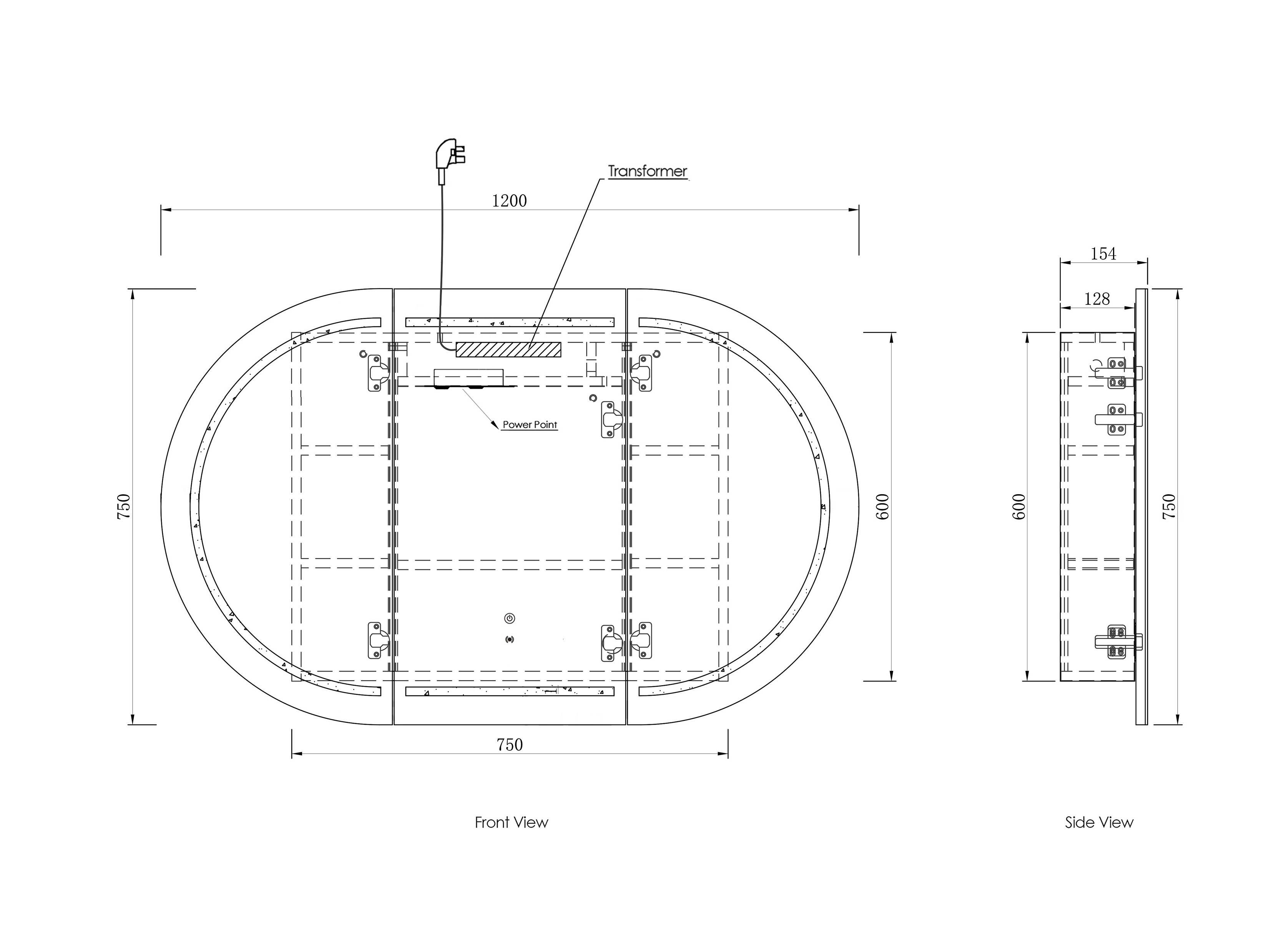 LED Bondi 1200(W)x750(H) Black Oak Shaving Cabinet - Premium Edition