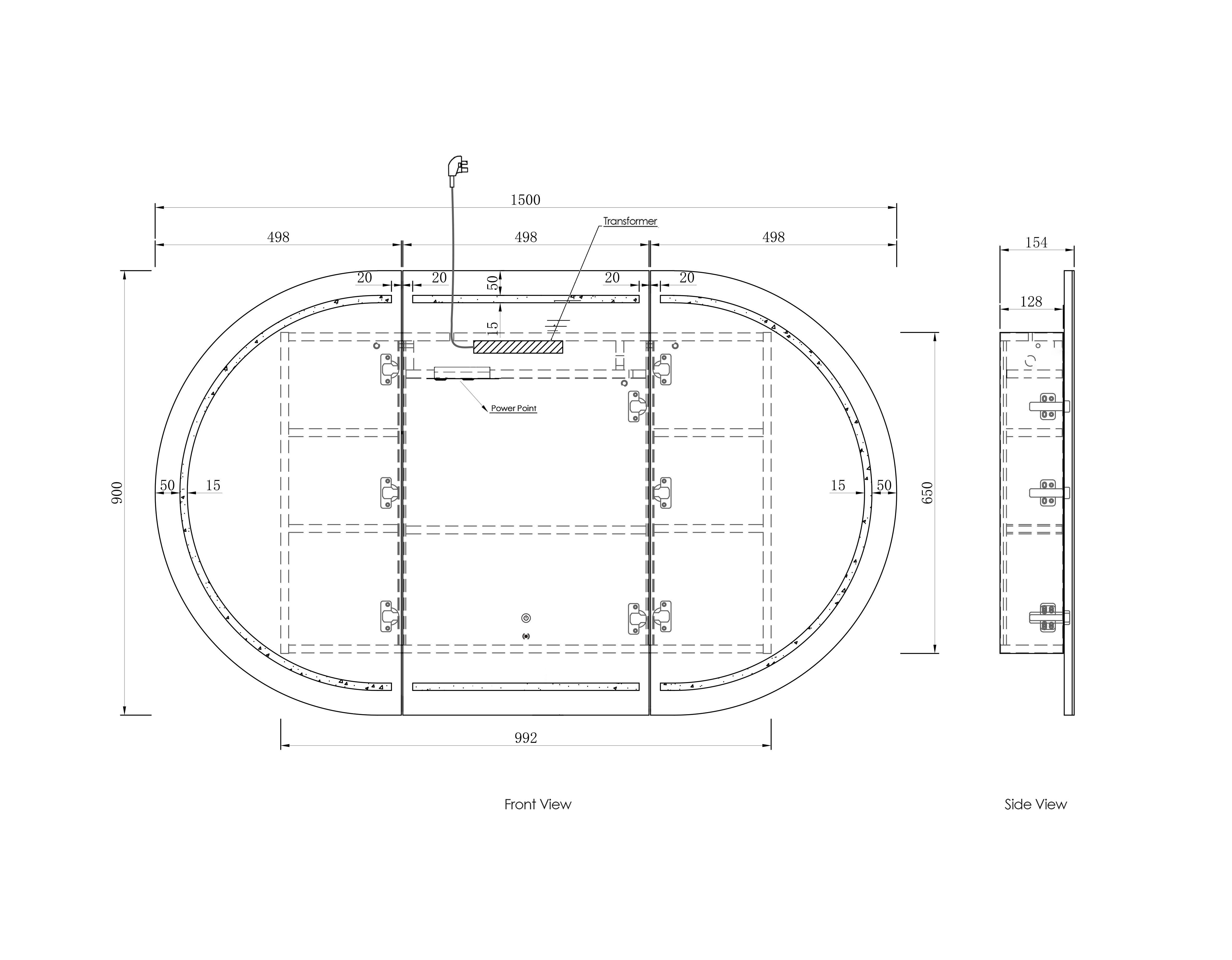 LED Bondi 1500(W)x900(H) Natural Oak Shaving Cabinet - Premium Edition
