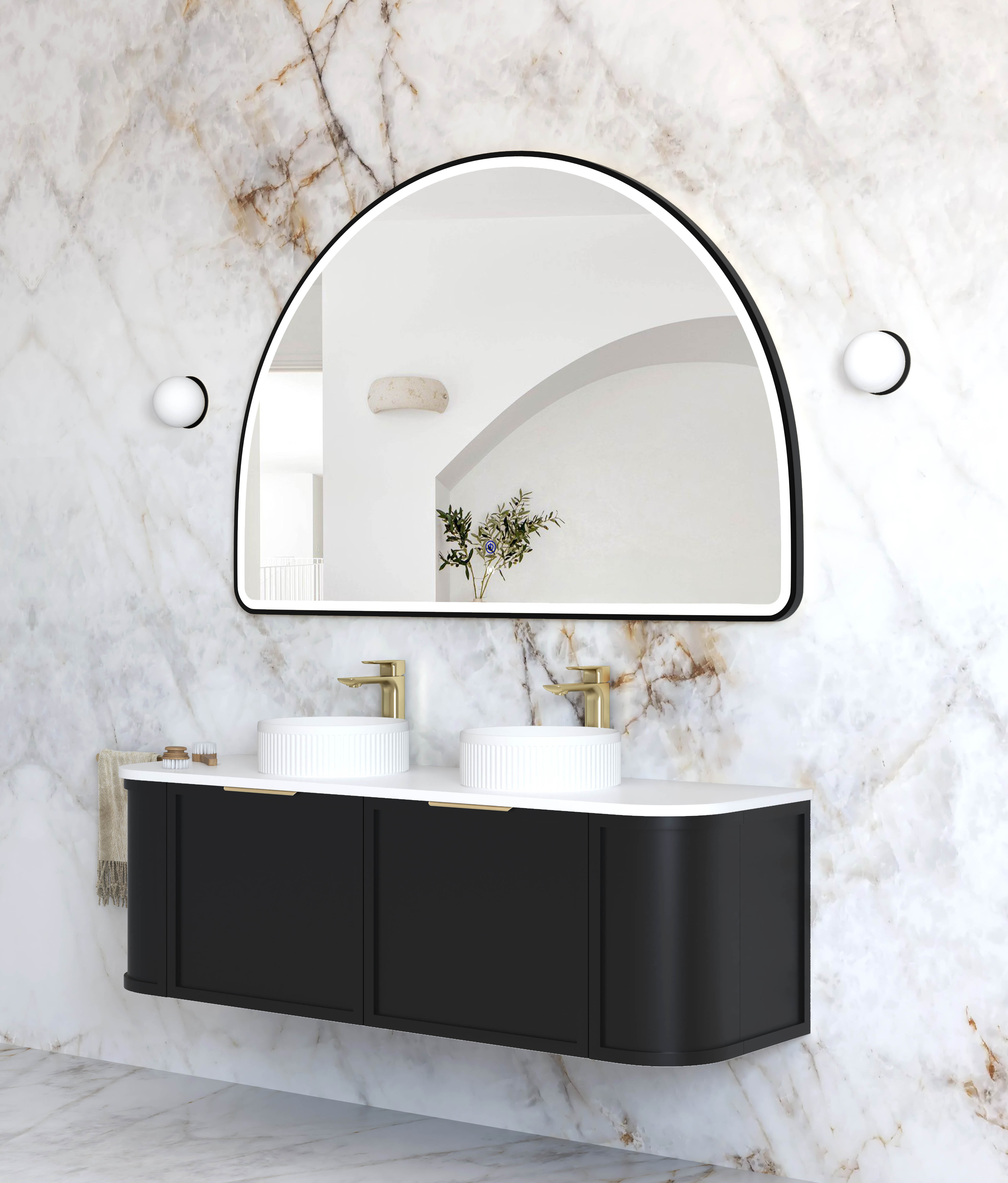 LED Moonlight Archie 1000(H)x1500(W) Black Metal Frame Mirror