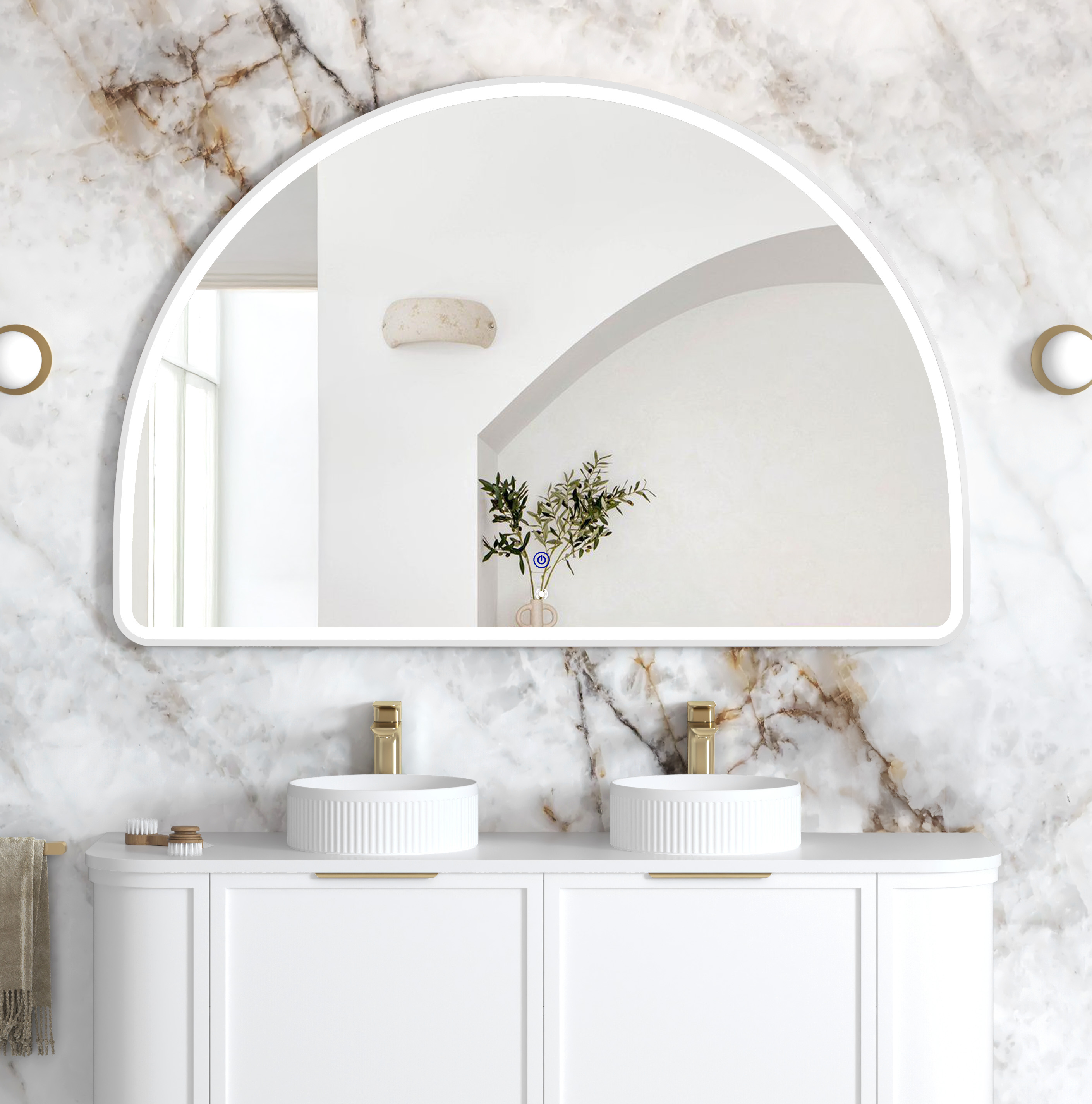 LED Moonlight Archie 1000(H)x1500(W) White Metal Frame Mirror