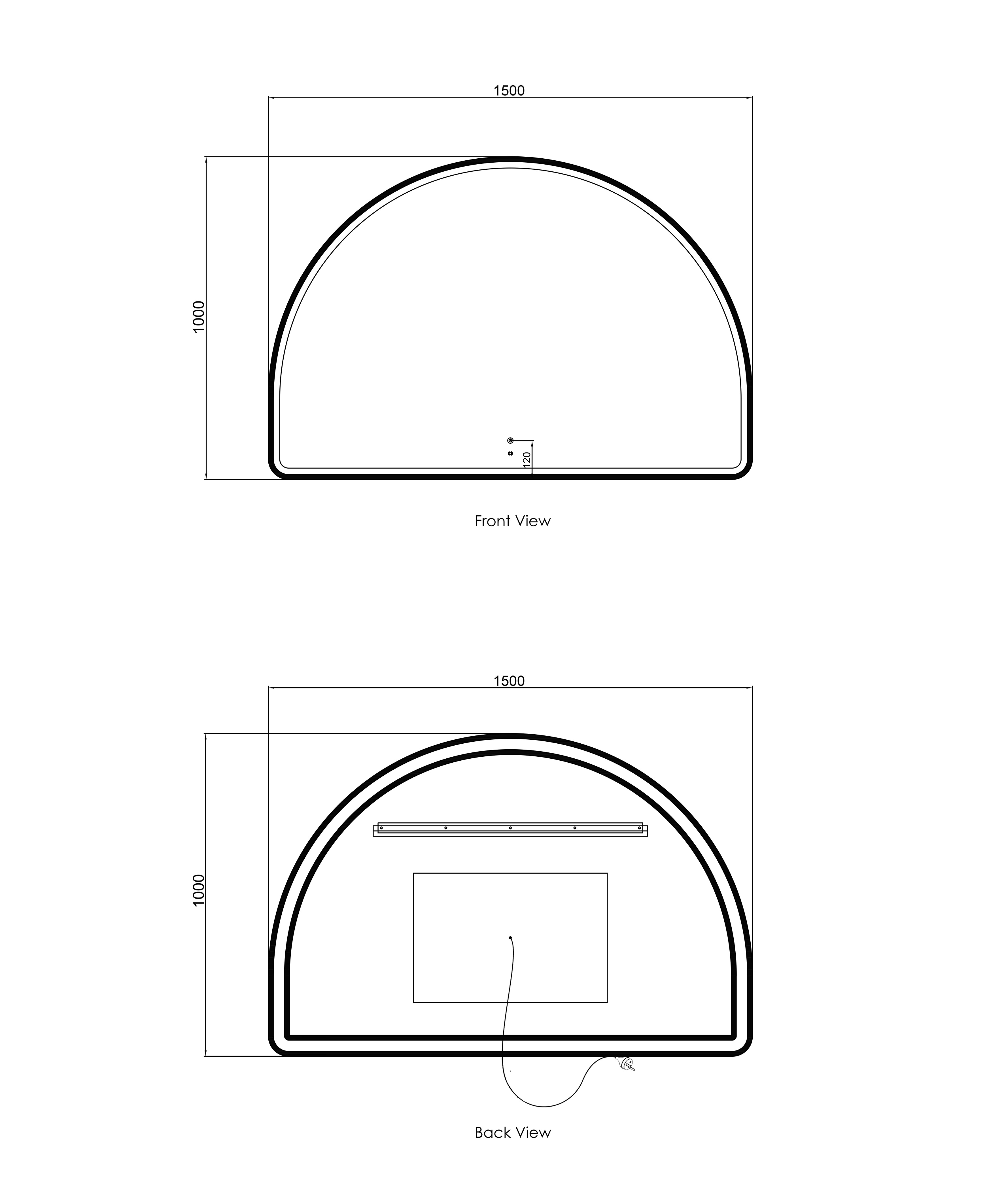 LED Moonlight Archie 1000(H)x1500(W) White Metal Frame Mirror