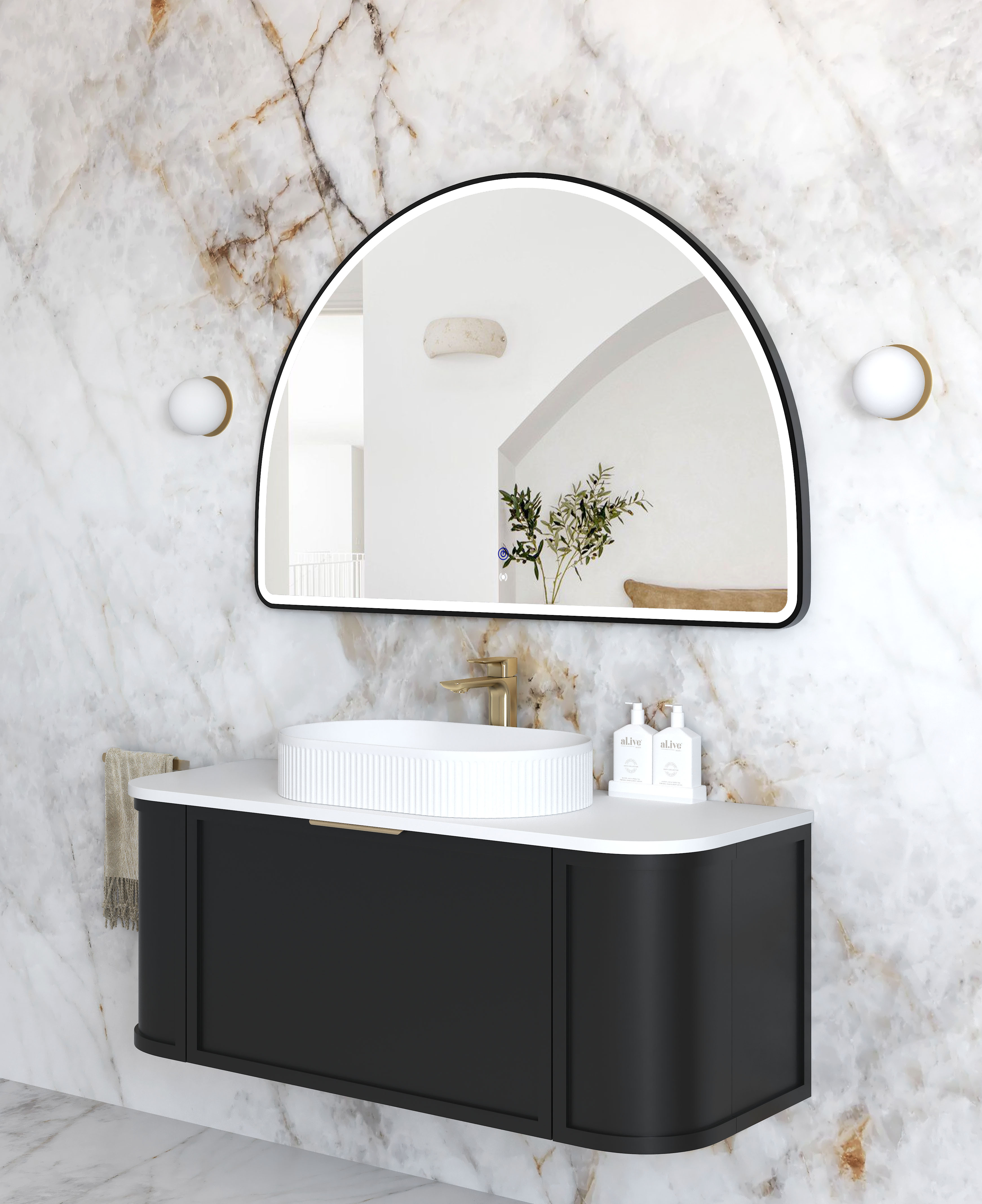 LED Moonlight Archie 800(H)x1200(W) Black Metal Frame Mirror