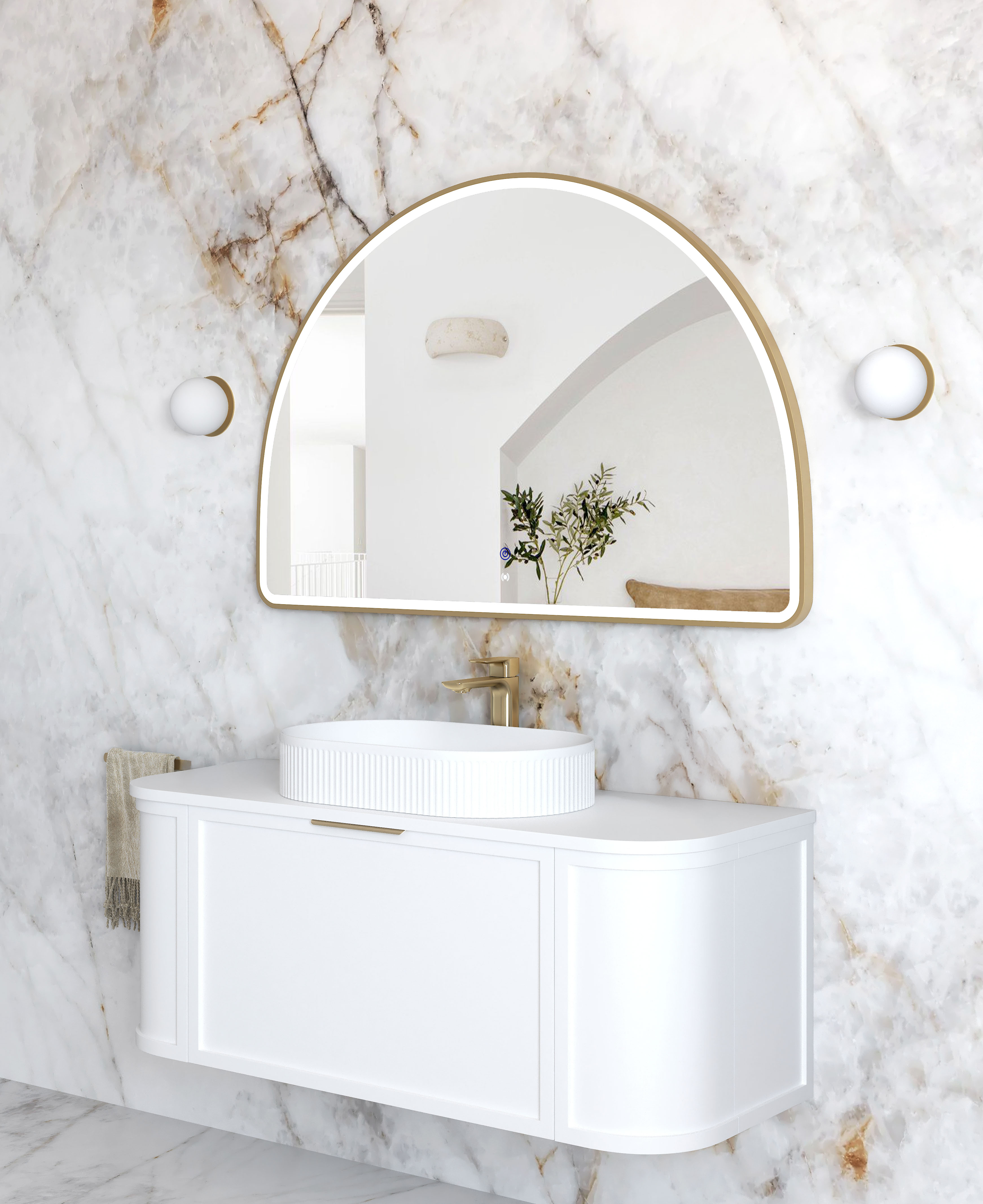 LED Moonlight Archie 800(H)x1200(W) Gold Metal Frame Mirror