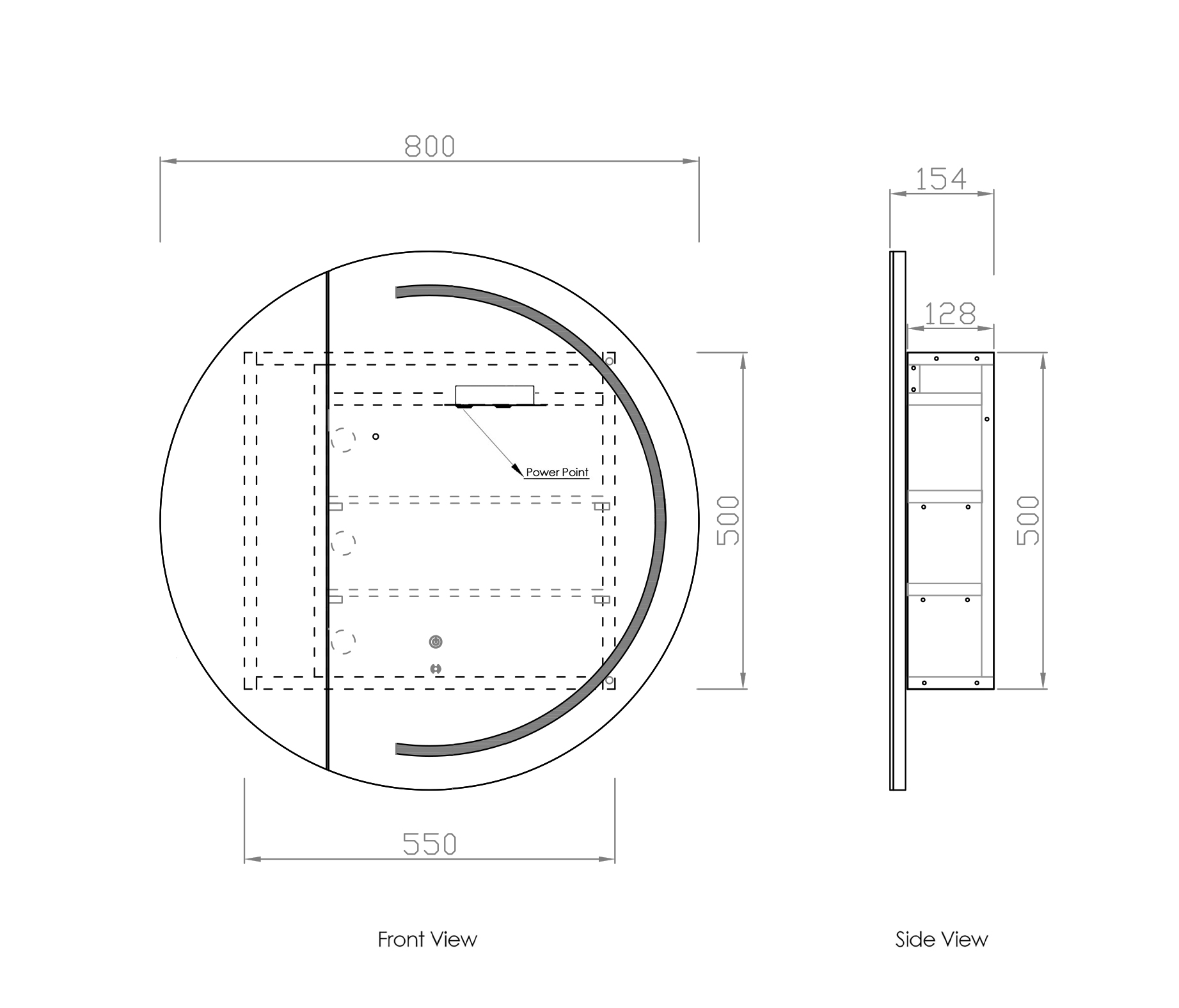 LED London 800mm White Shaving Cabinet - Premium Edition