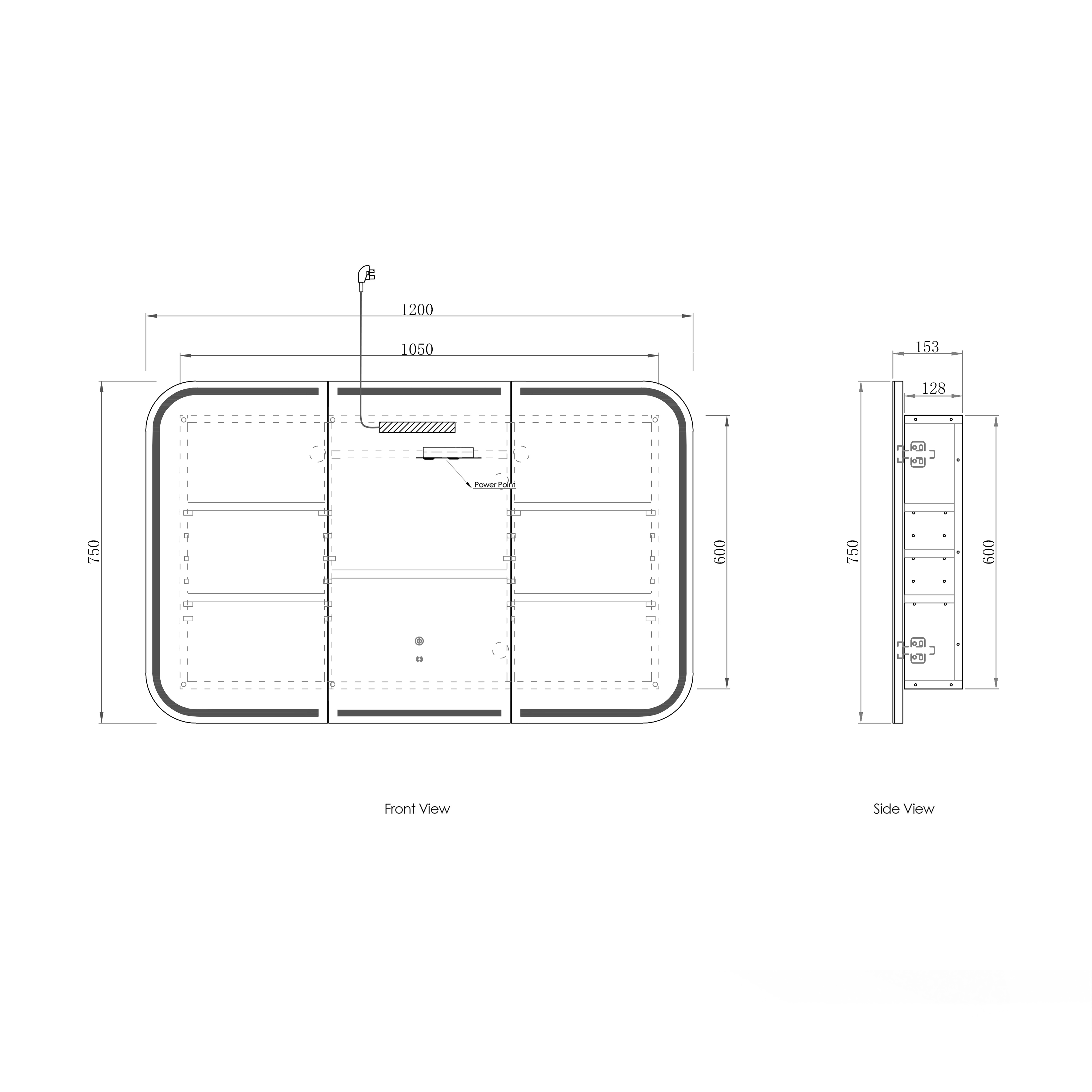 LED Newport 1200(W)x750(H) Black Oak Shaving Cabinet - Premium Edition